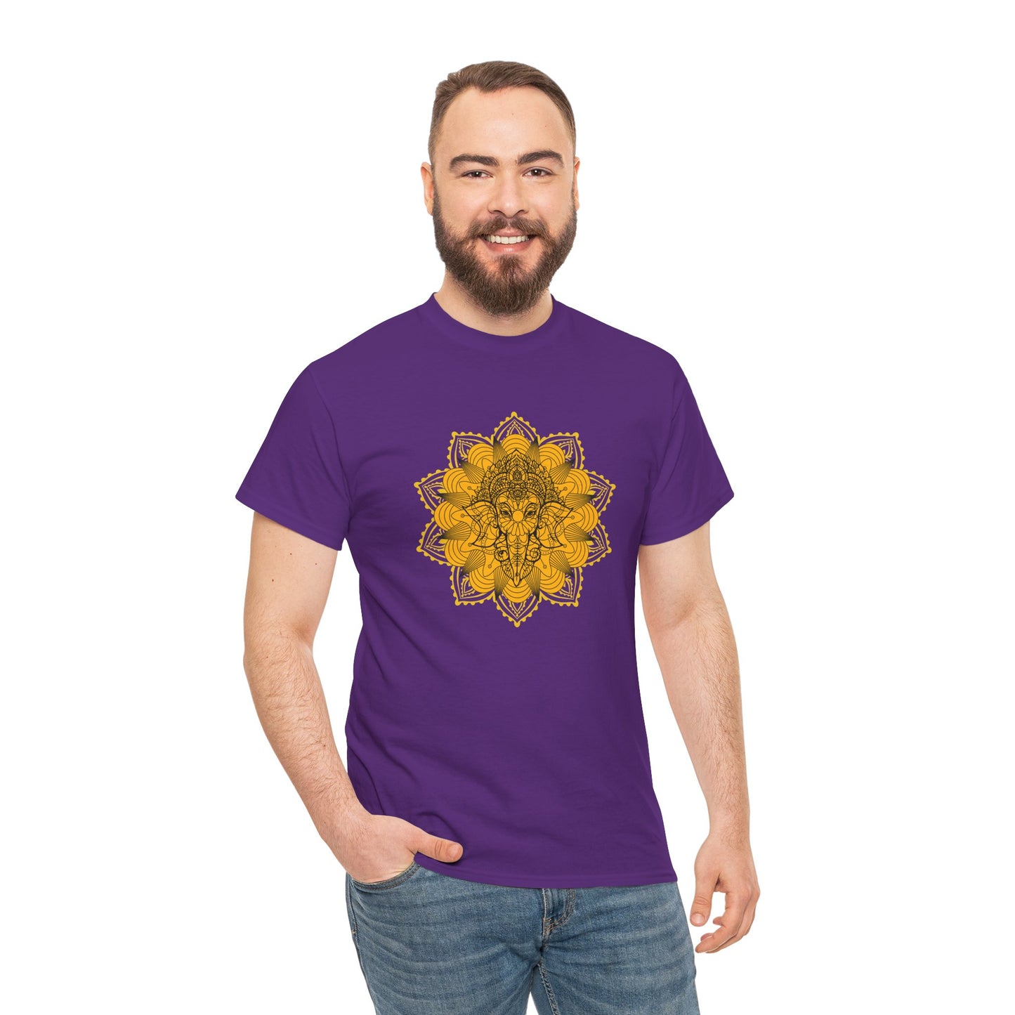 Unisex Heavy Cotton Tee-Ganesha Mandala