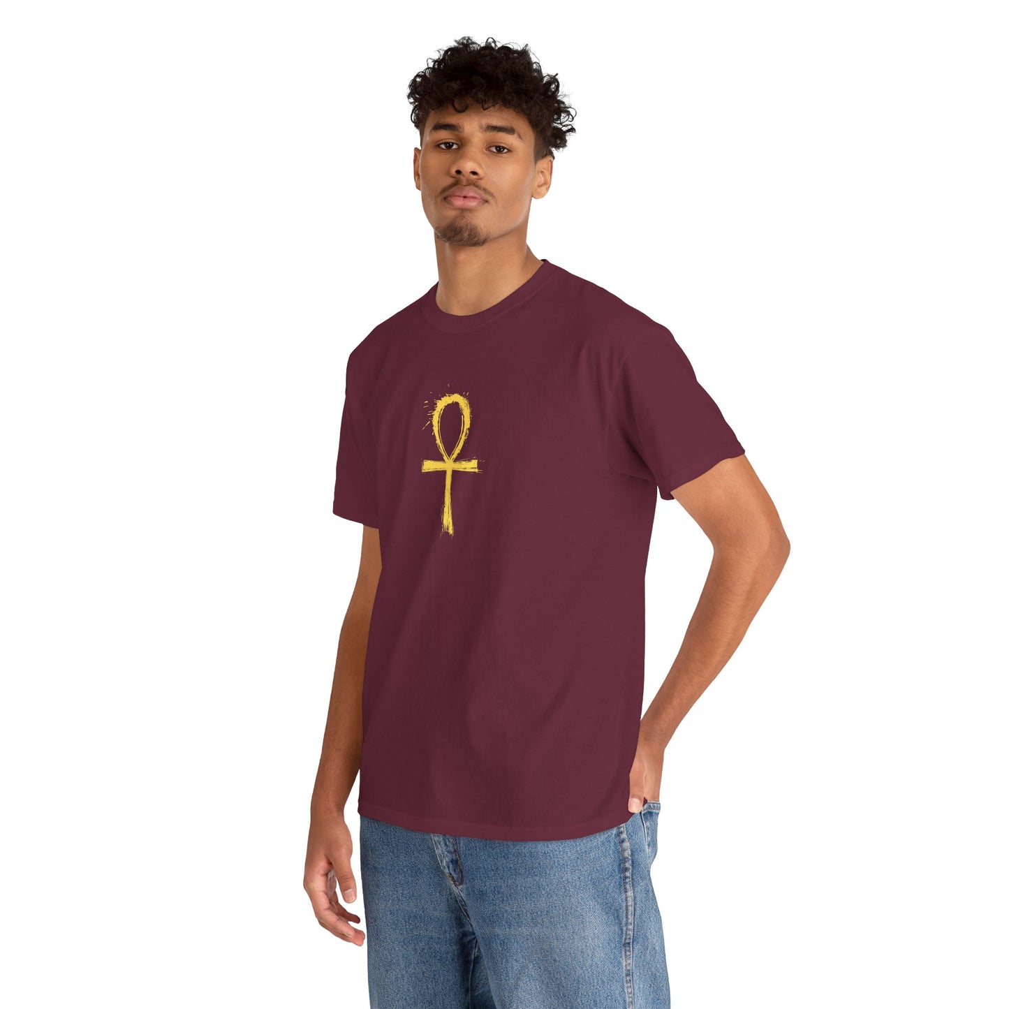Unisex Heavy Cotton Tee-Golden Ankh