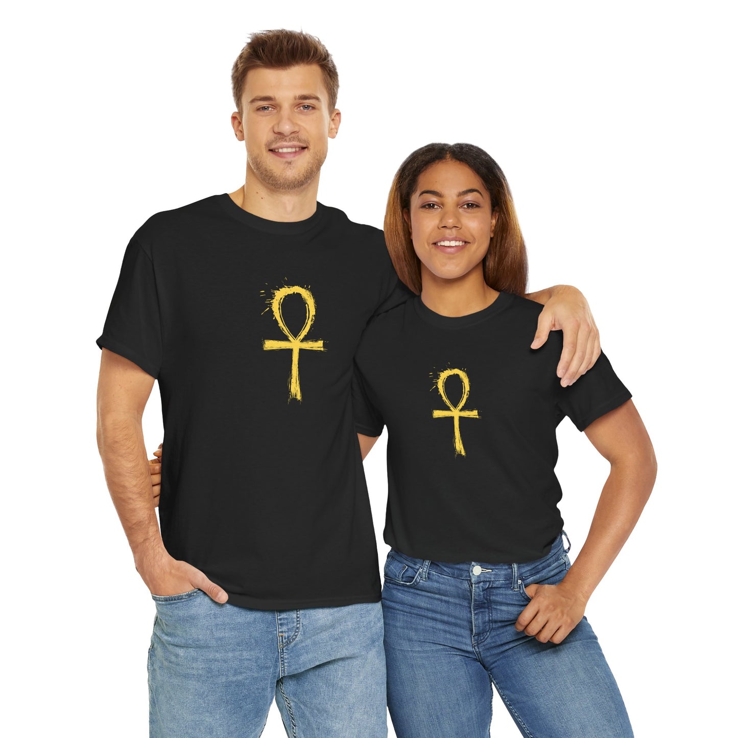 Unisex Heavy Cotton Tee-Golden Ankh