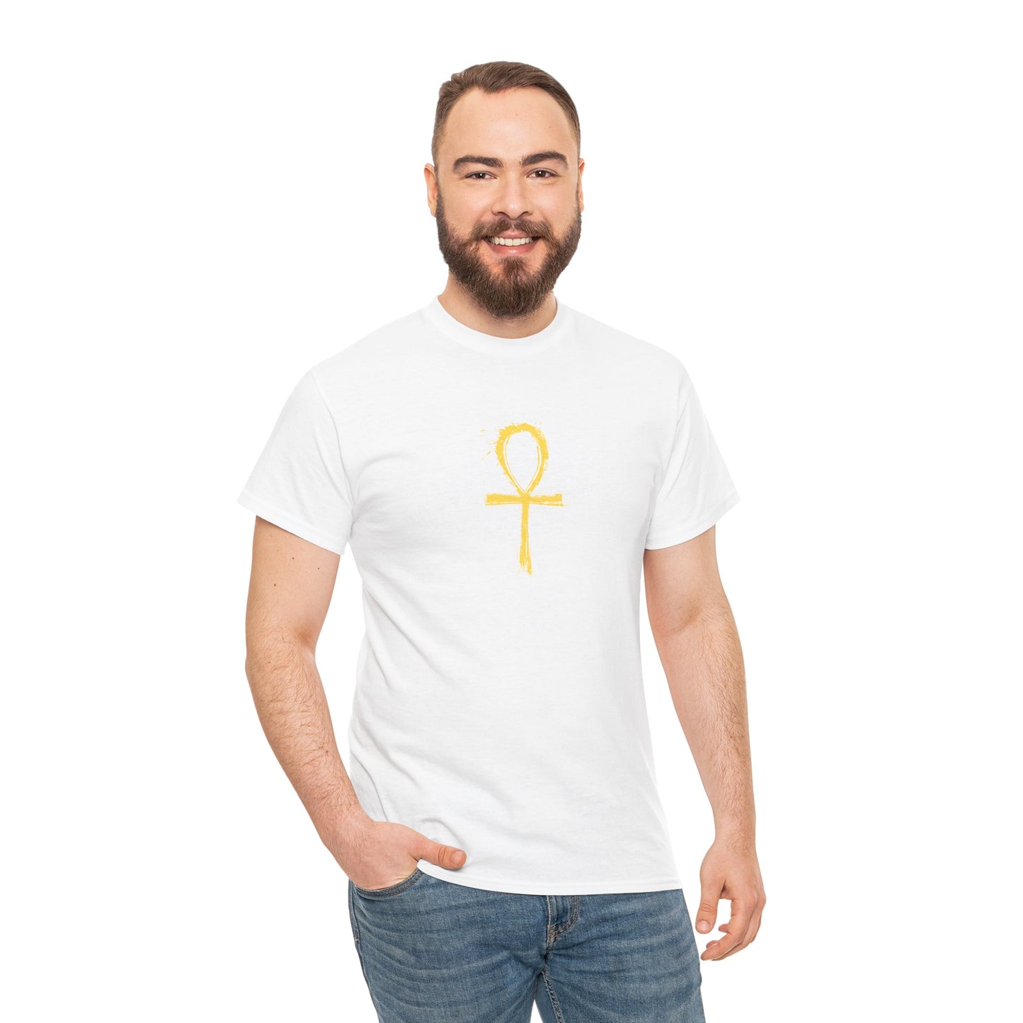 Unisex Heavy Cotton Tee-Golden Ankh