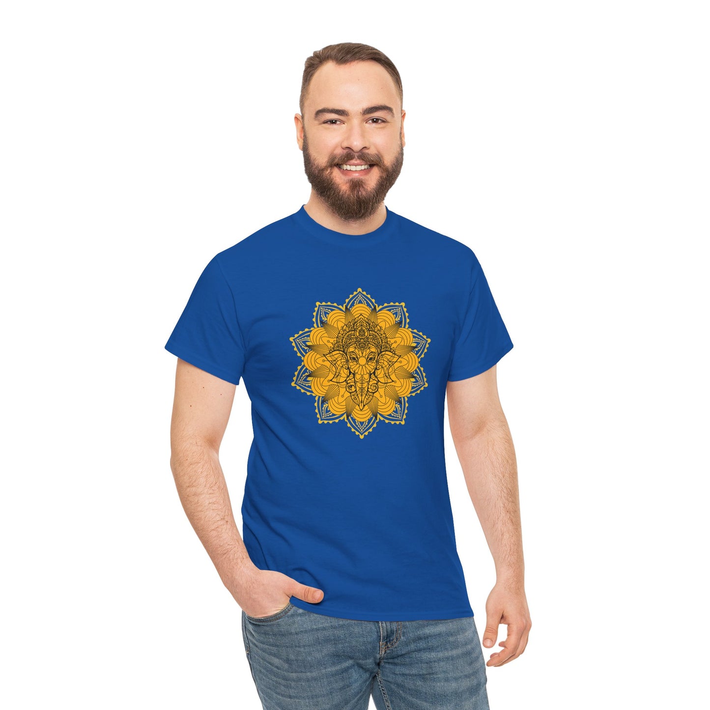 Unisex Heavy Cotton Tee-Ganesha Mandala