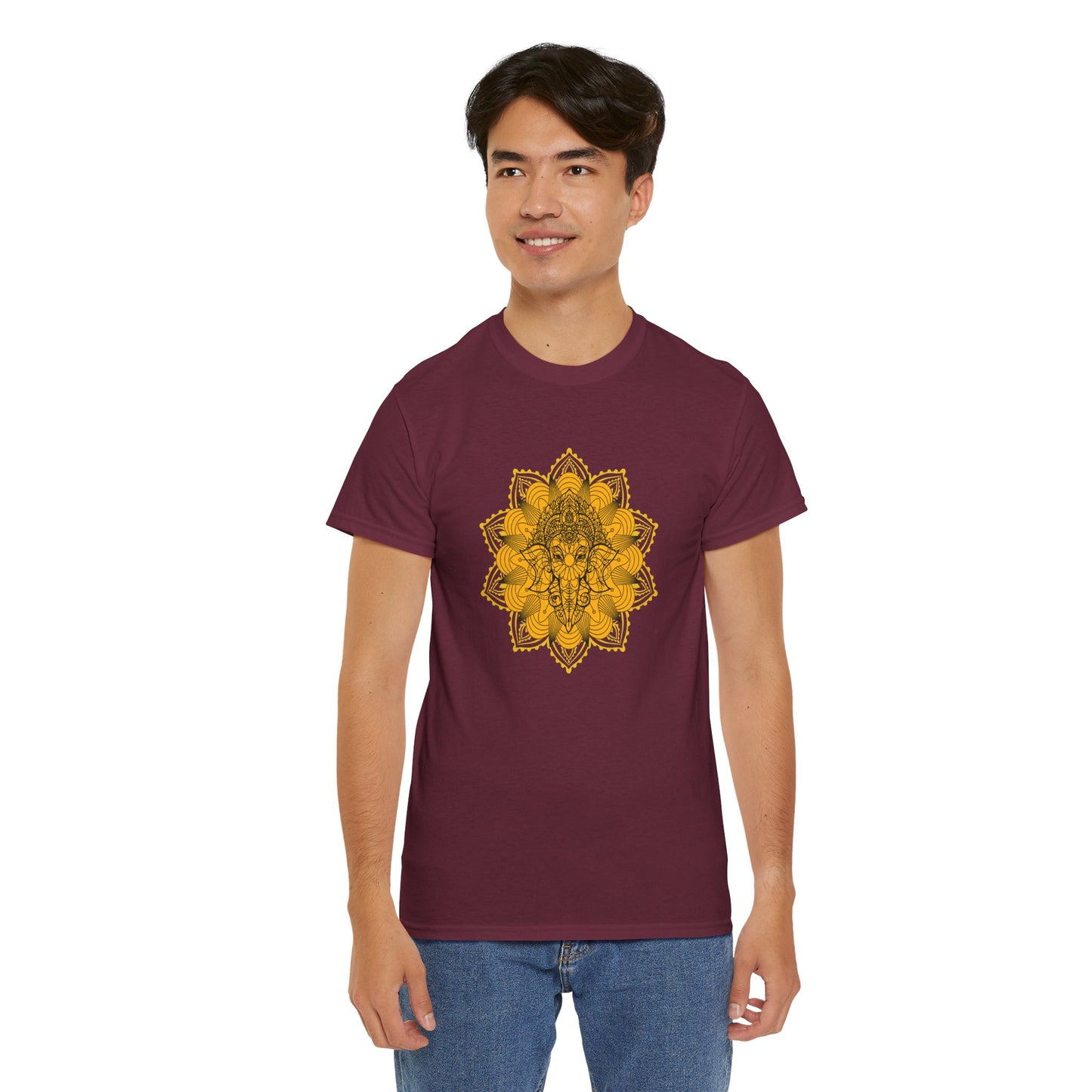 Unisex Heavy Cotton Tee-Ganesha Mandala