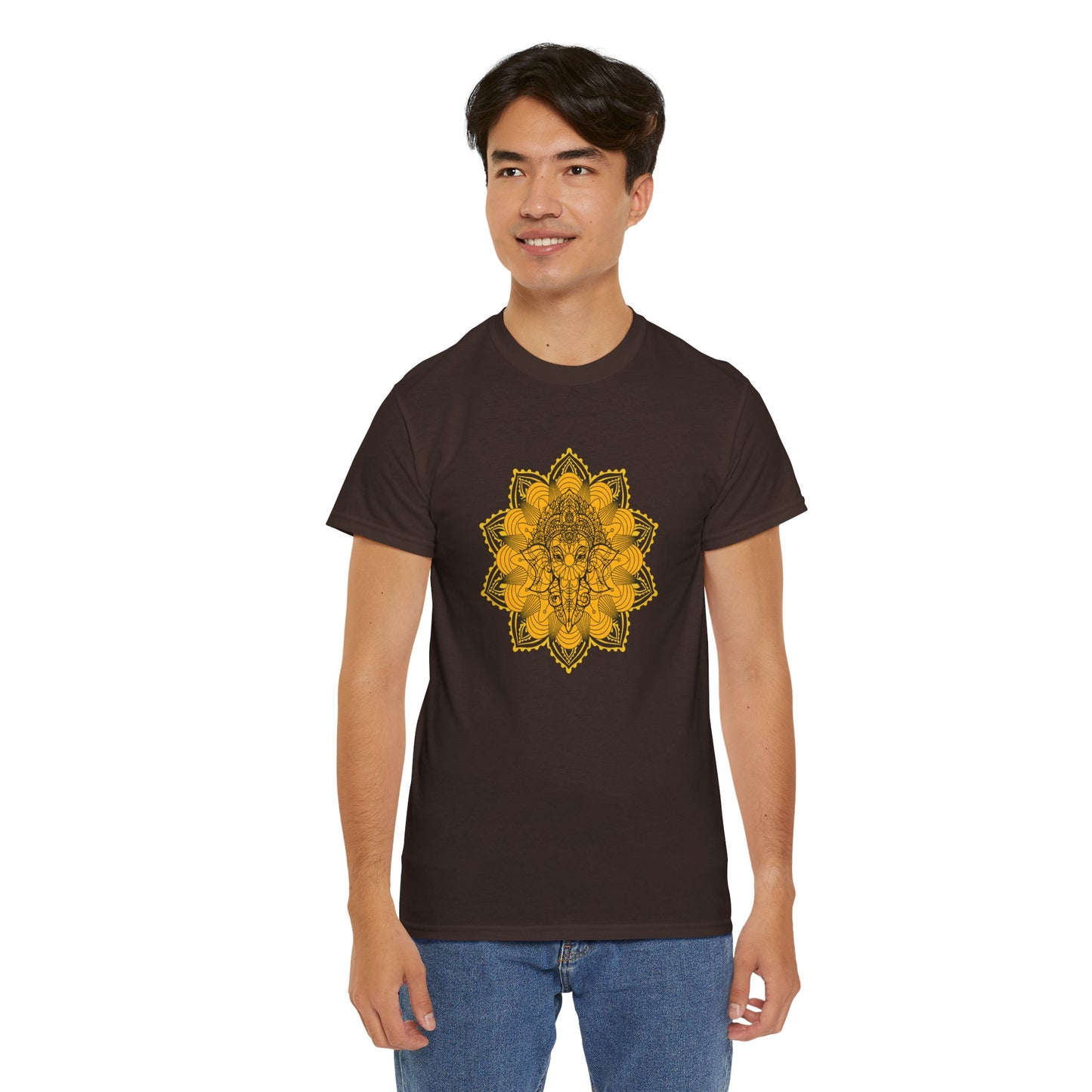 Unisex Heavy Cotton Tee-Ganesha Mandala