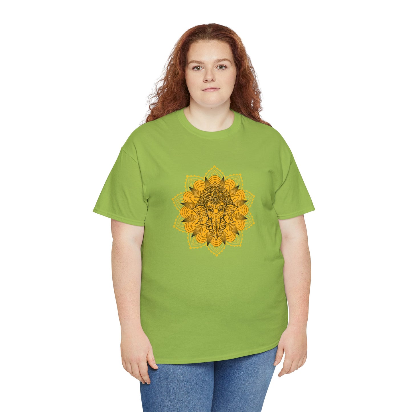 Unisex Heavy Cotton Tee-Ganesha Mandala