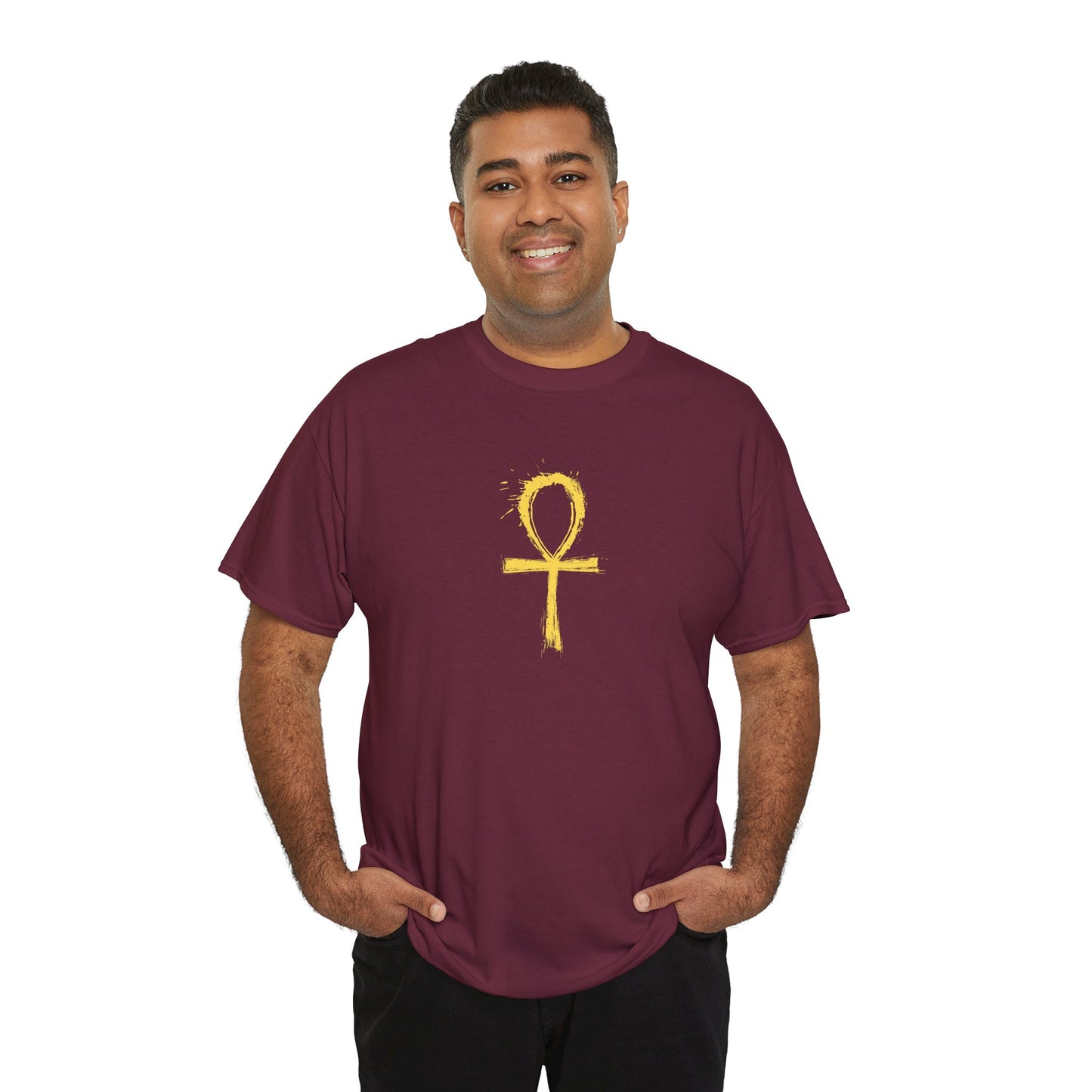 Unisex Heavy Cotton Tee-Golden Ankh