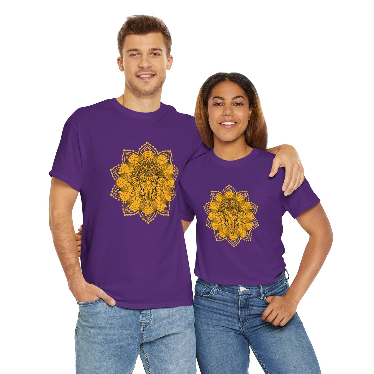 Unisex Heavy Cotton Tee-Ganesha Mandala