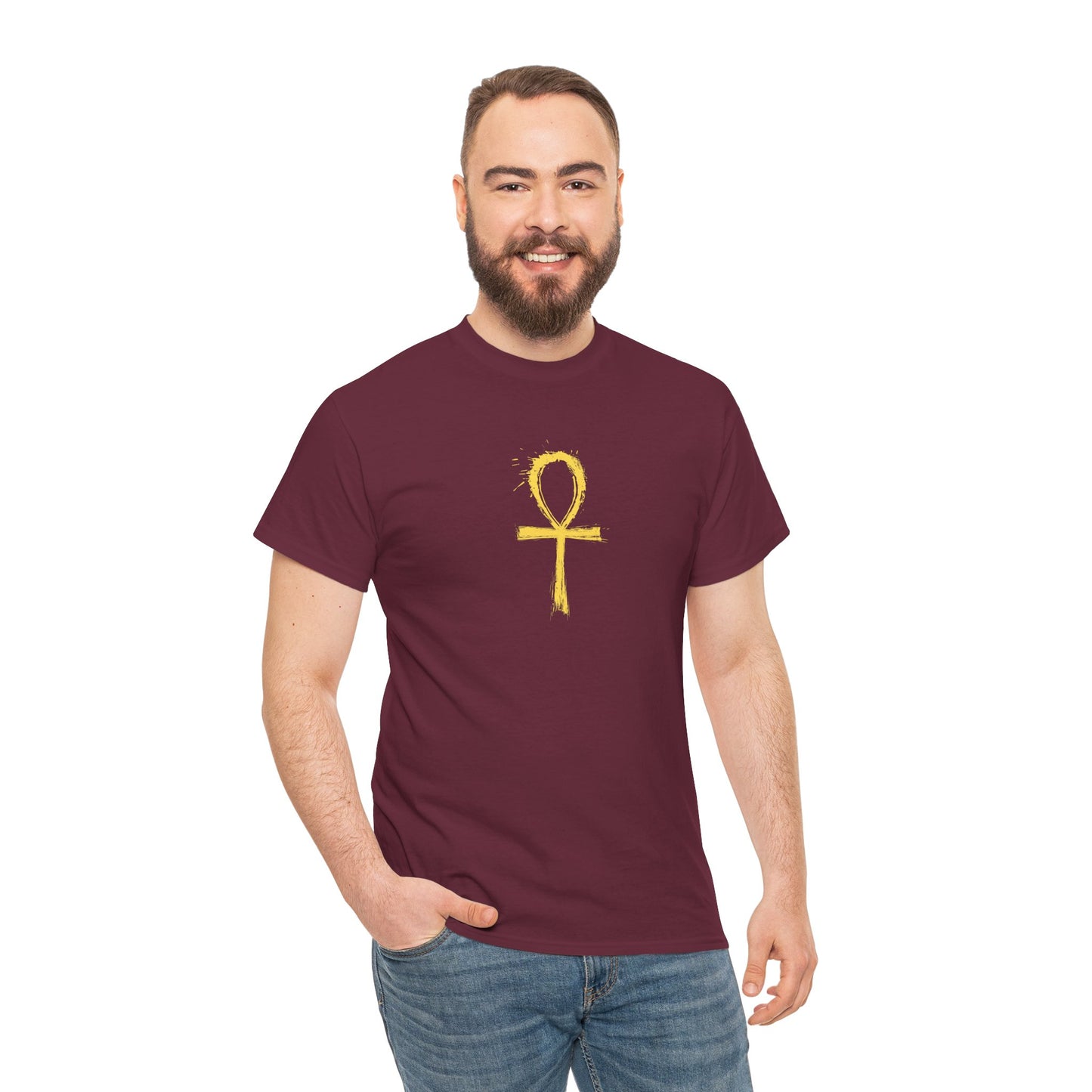 Unisex Heavy Cotton Tee-Golden Ankh