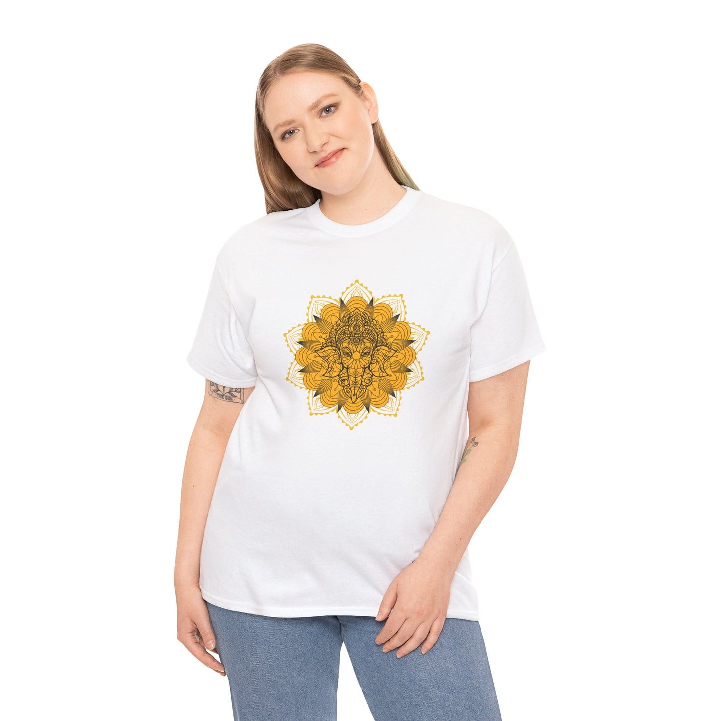 Unisex Heavy Cotton Tee-Ganesha Mandala