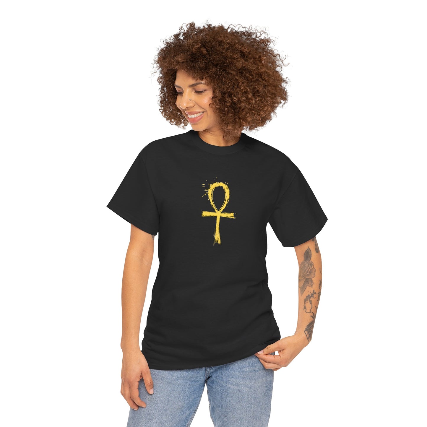Unisex Heavy Cotton Tee-Golden Ankh