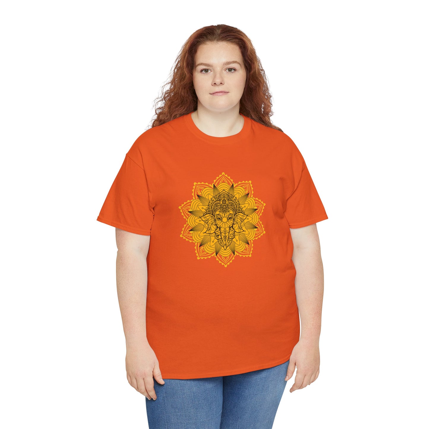 Unisex Heavy Cotton Tee-Ganesha Mandala