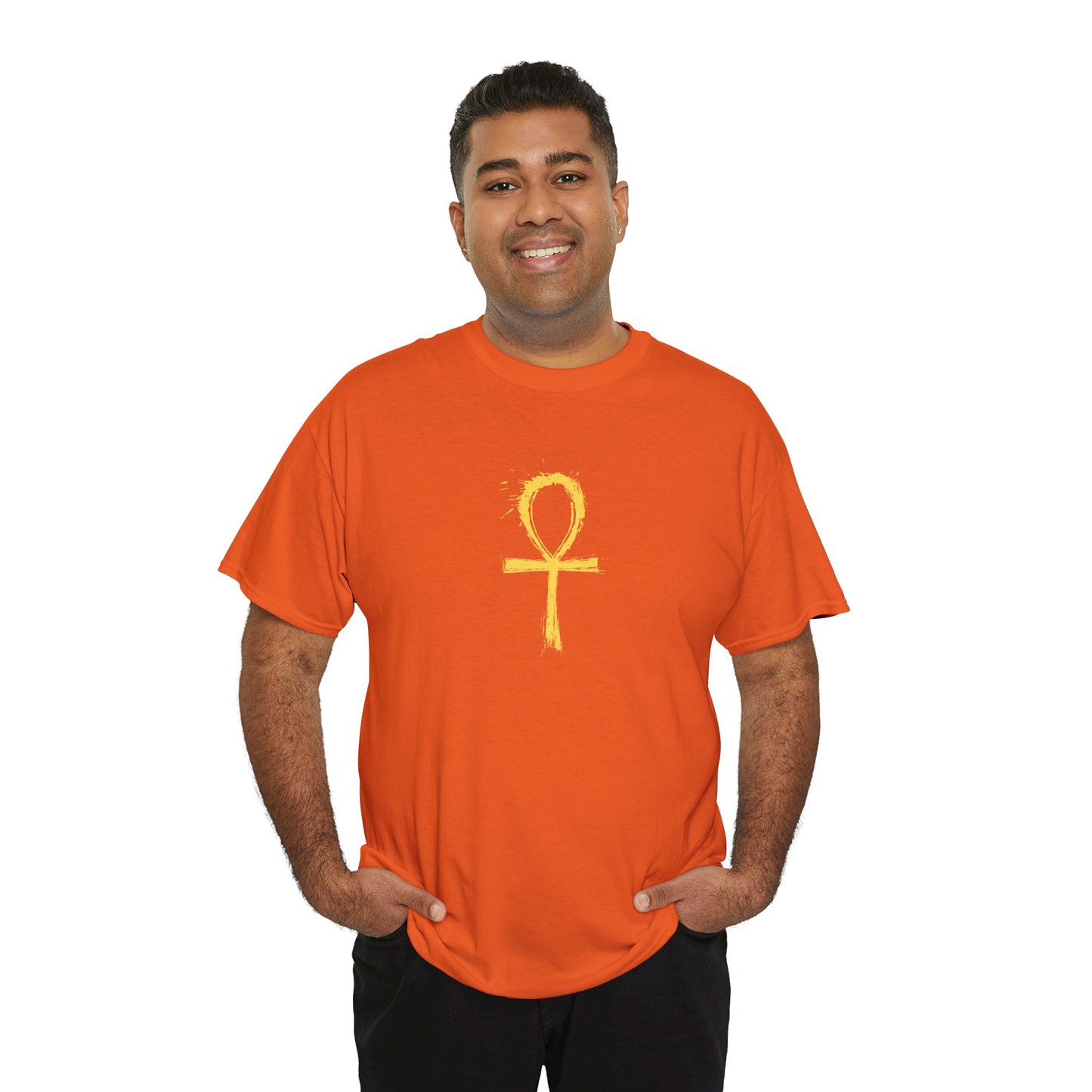 Unisex Heavy Cotton Tee-Golden Ankh
