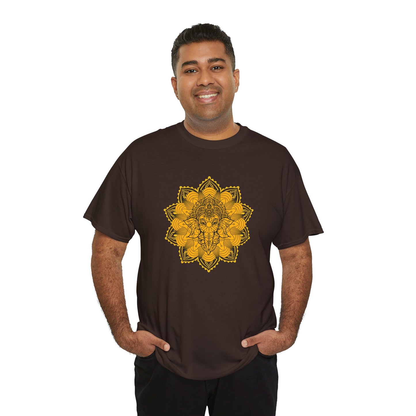 Unisex Heavy Cotton Tee-Ganesha Mandala