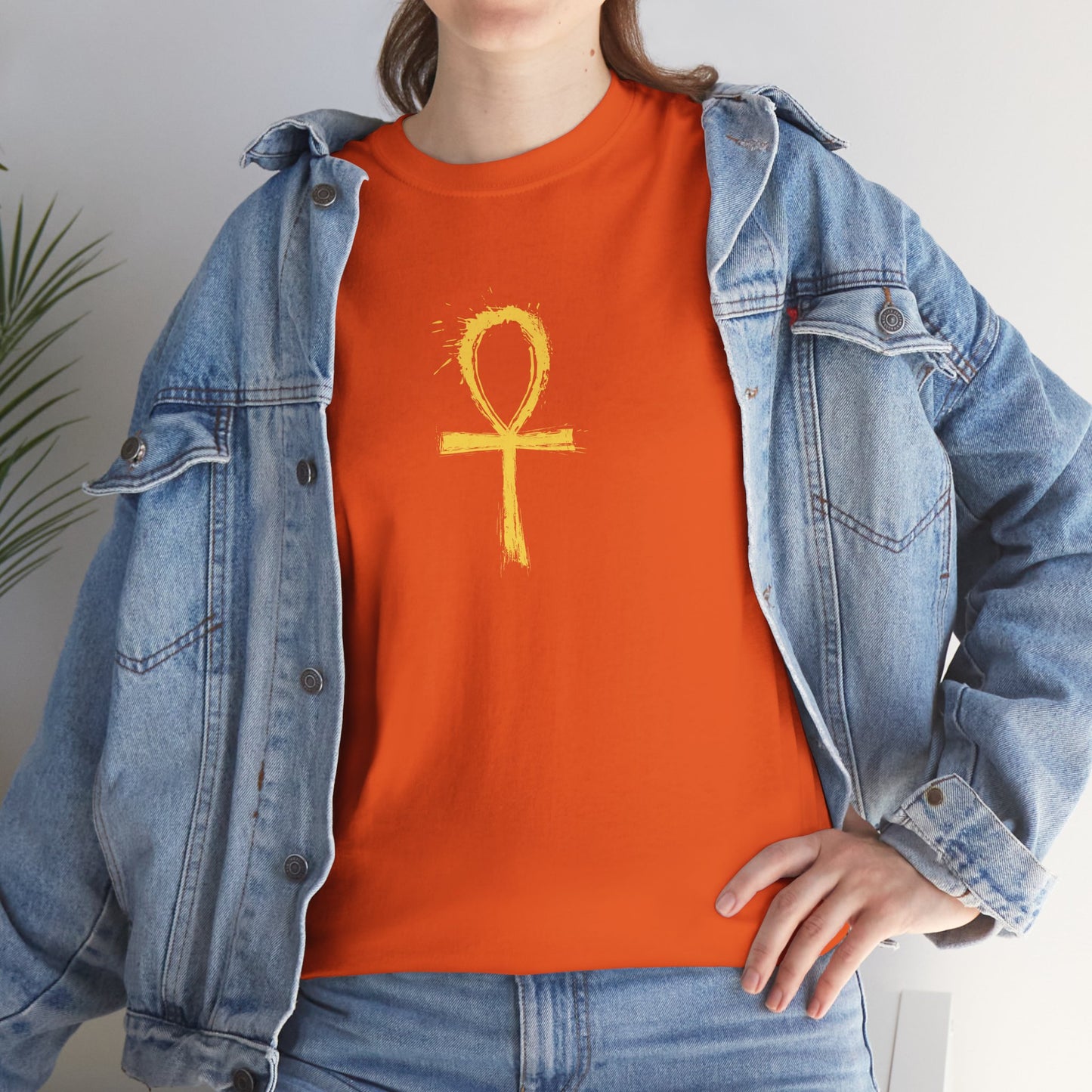 Unisex Heavy Cotton Tee-Golden Ankh