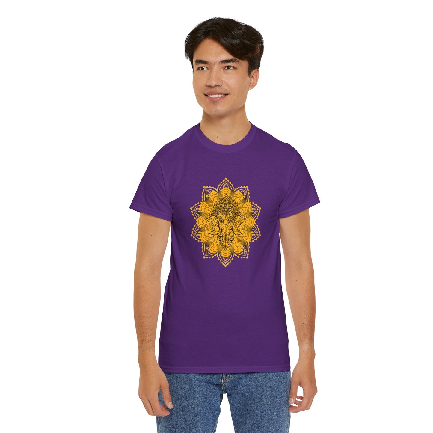 Unisex Heavy Cotton Tee-Ganesha Mandala