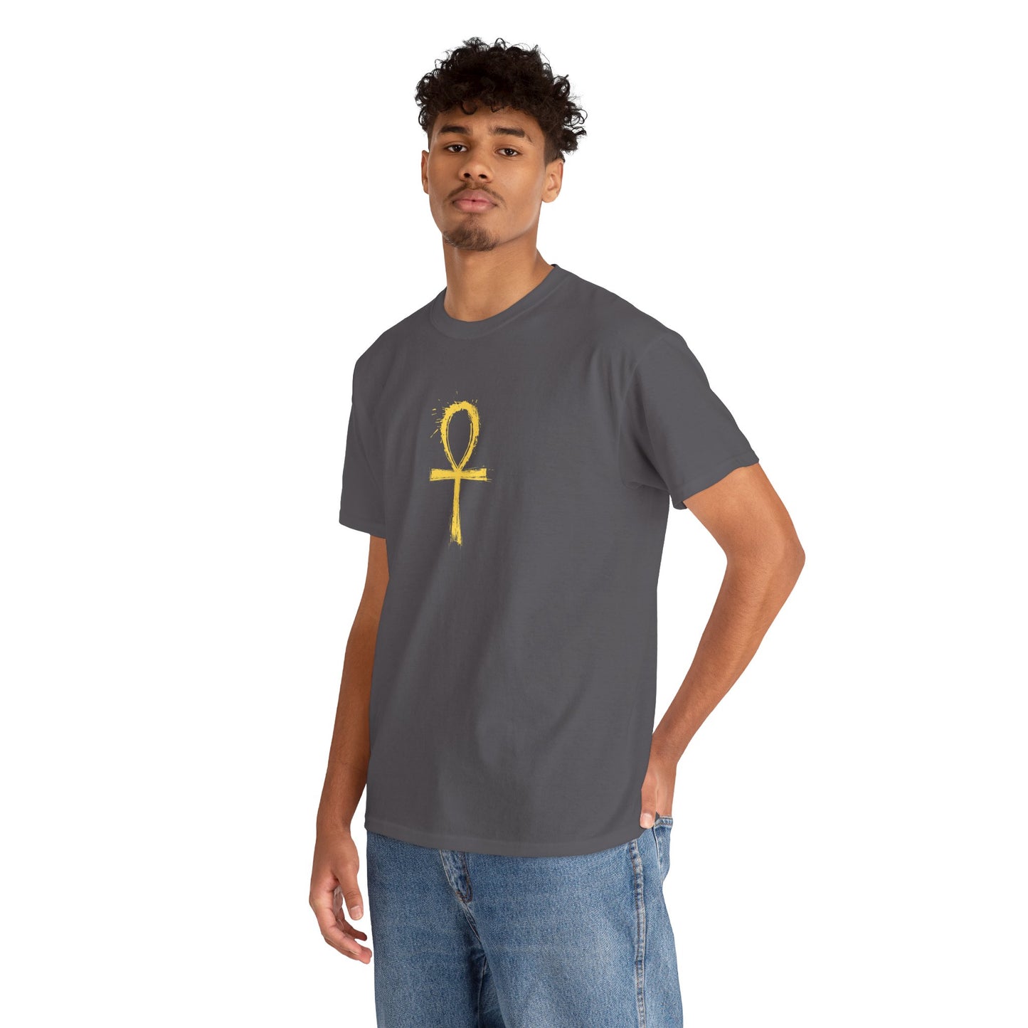 Unisex Heavy Cotton Tee-Golden Ankh