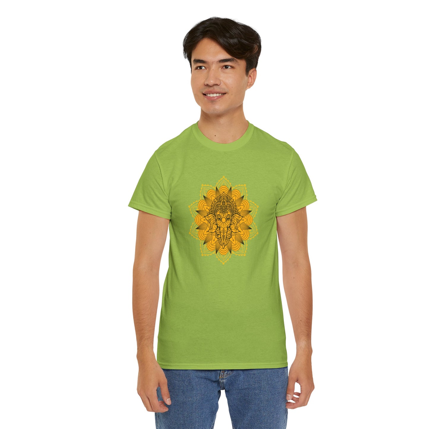 Unisex Heavy Cotton Tee-Ganesha Mandala
