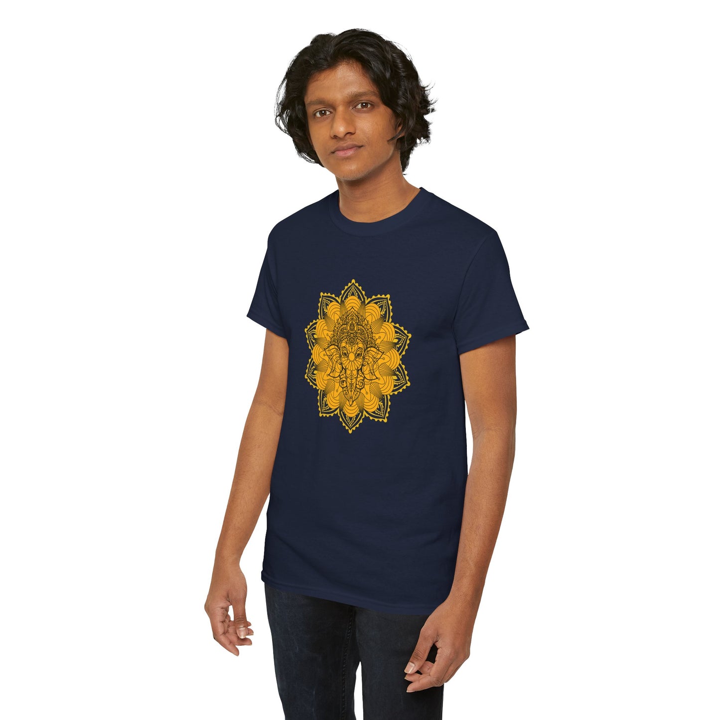 Unisex Heavy Cotton Tee-Ganesha Mandala