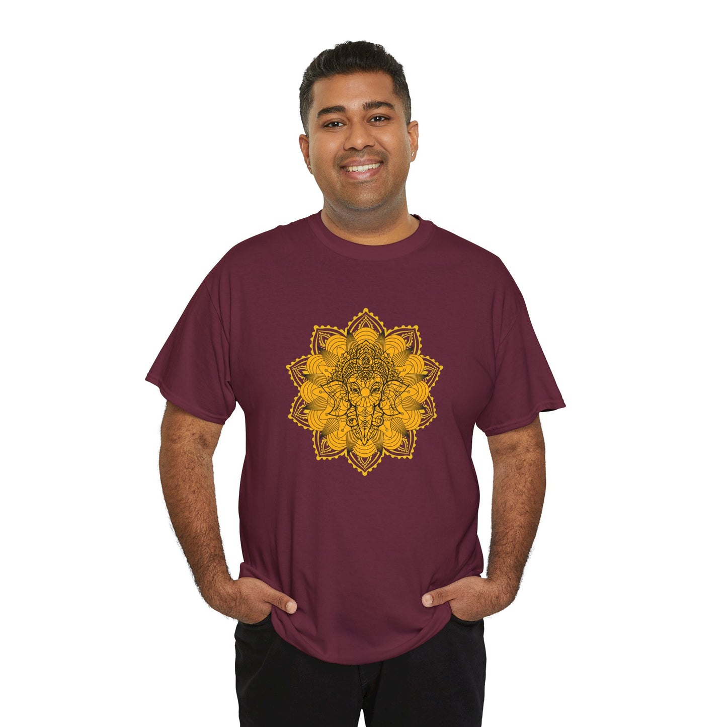 Unisex Heavy Cotton Tee-Ganesha Mandala
