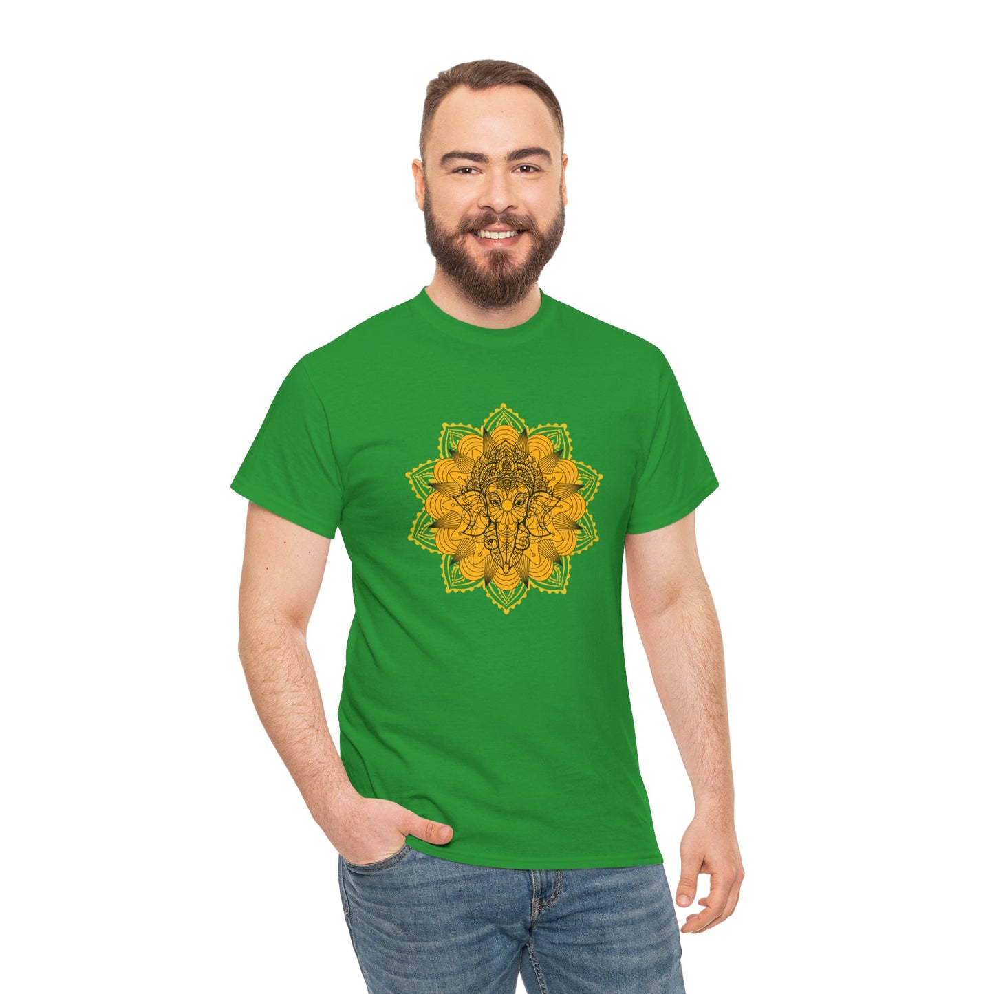 Unisex Heavy Cotton Tee-Ganesha Mandala