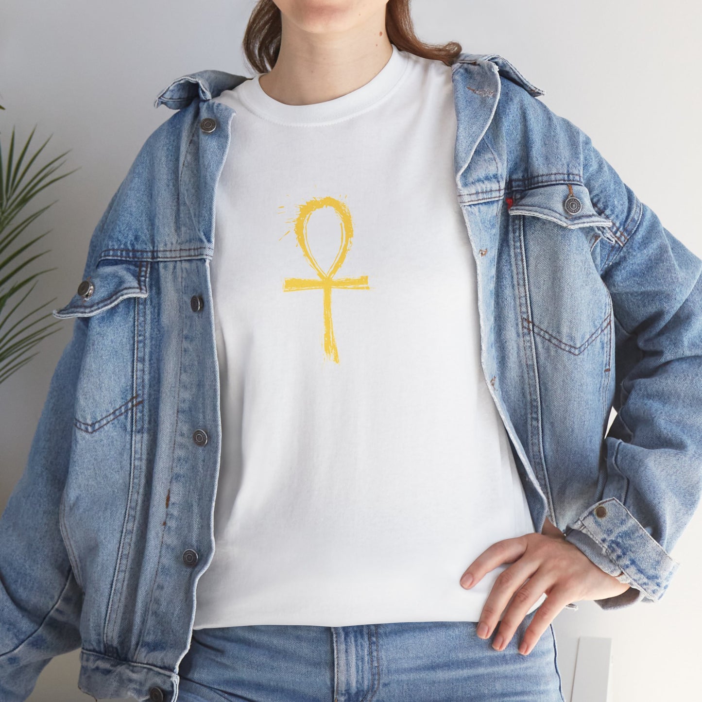 Unisex Heavy Cotton Tee-Golden Ankh