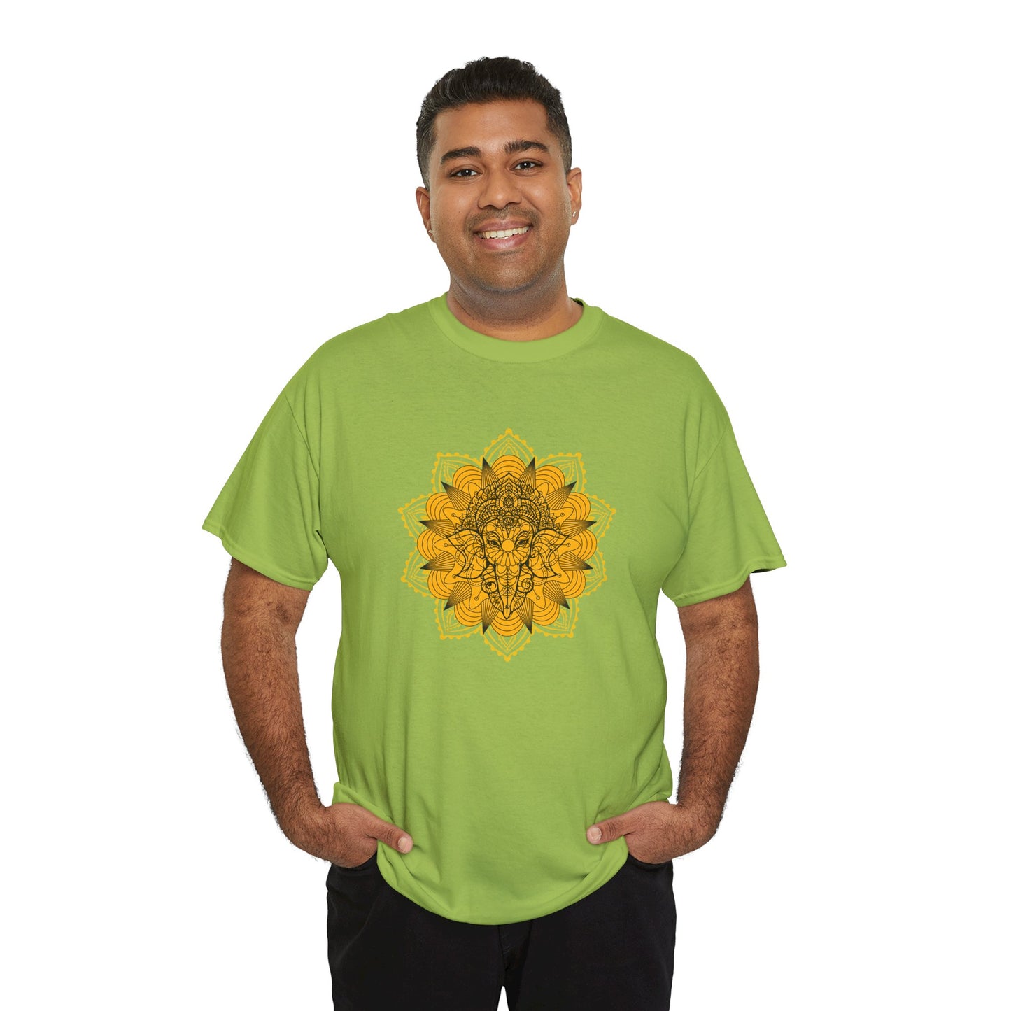 Unisex Heavy Cotton Tee-Ganesha Mandala