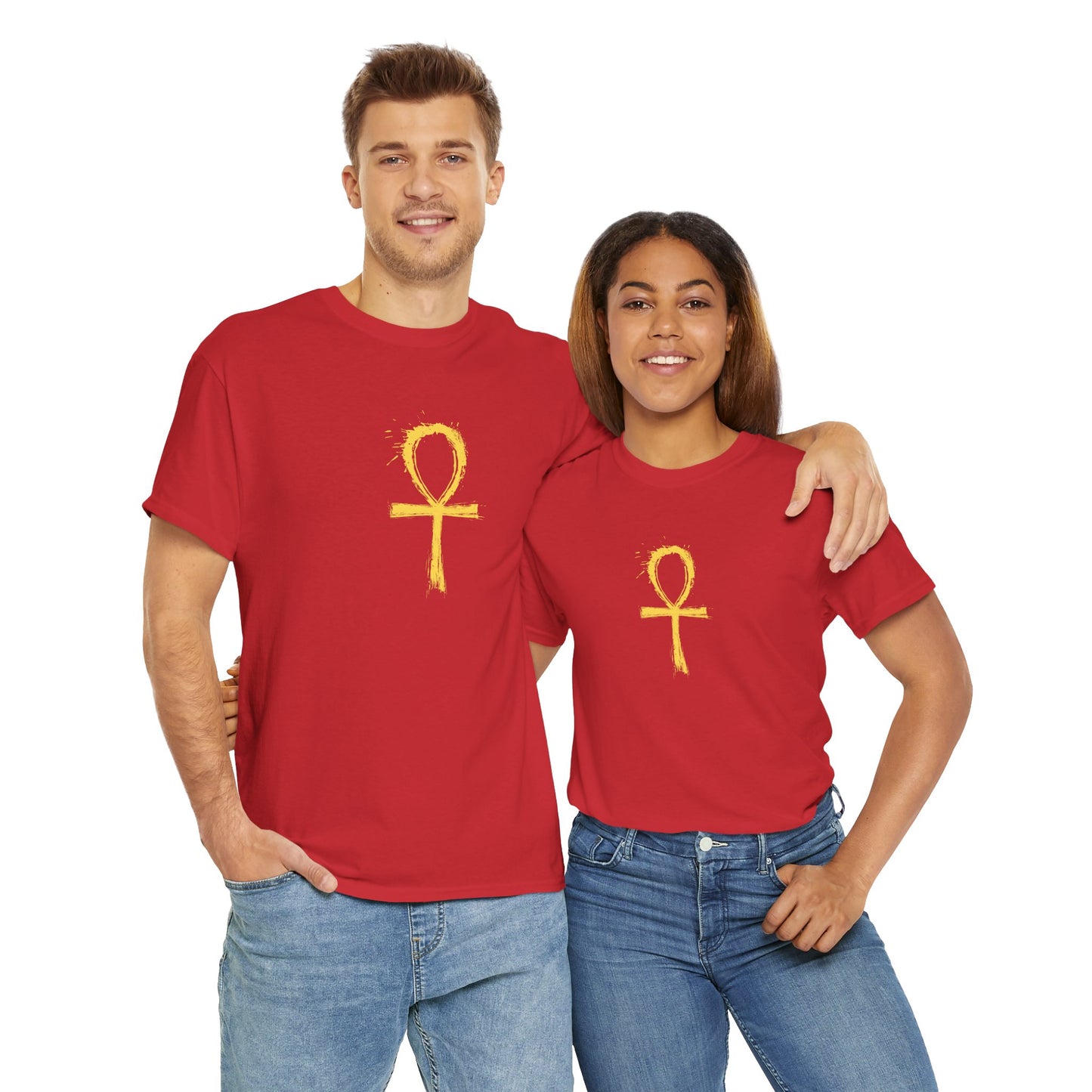 Unisex Heavy Cotton Tee-Golden Ankh