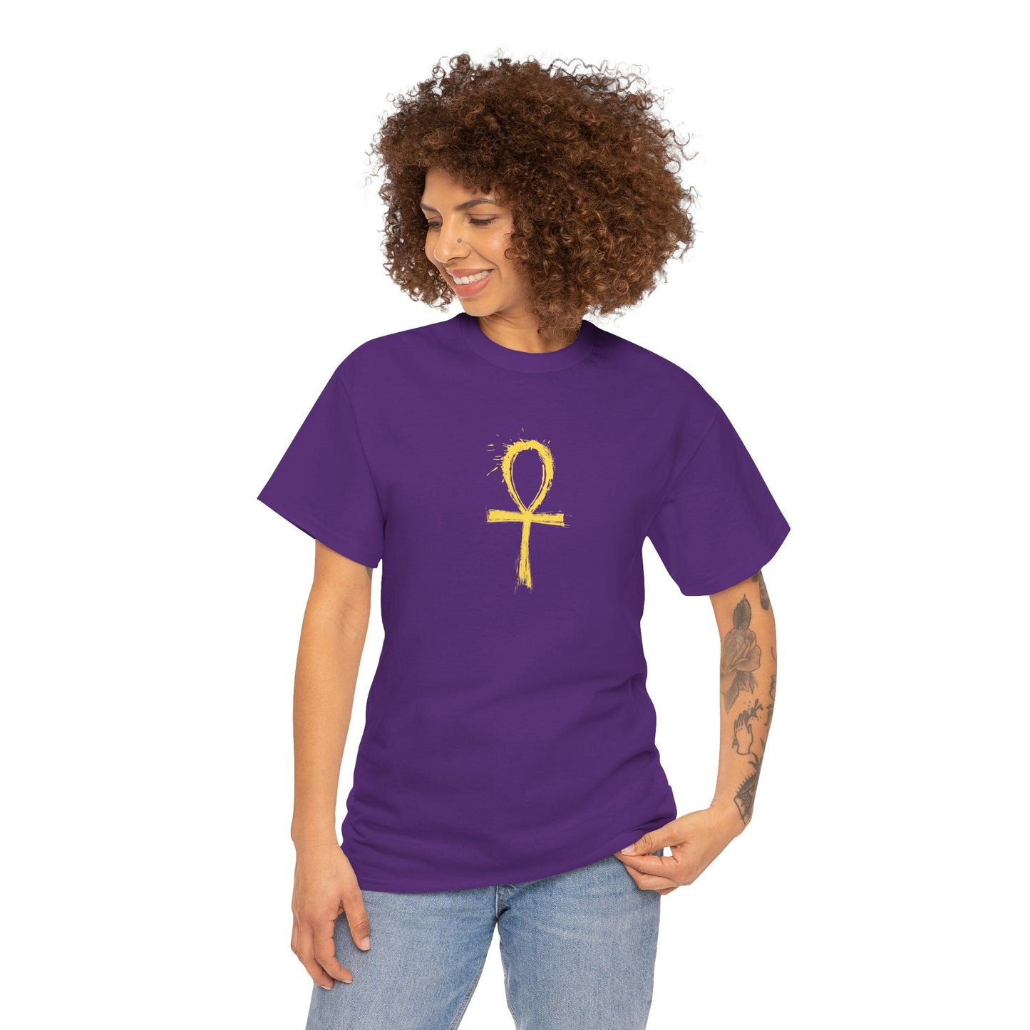 Unisex Heavy Cotton Tee-Golden Ankh