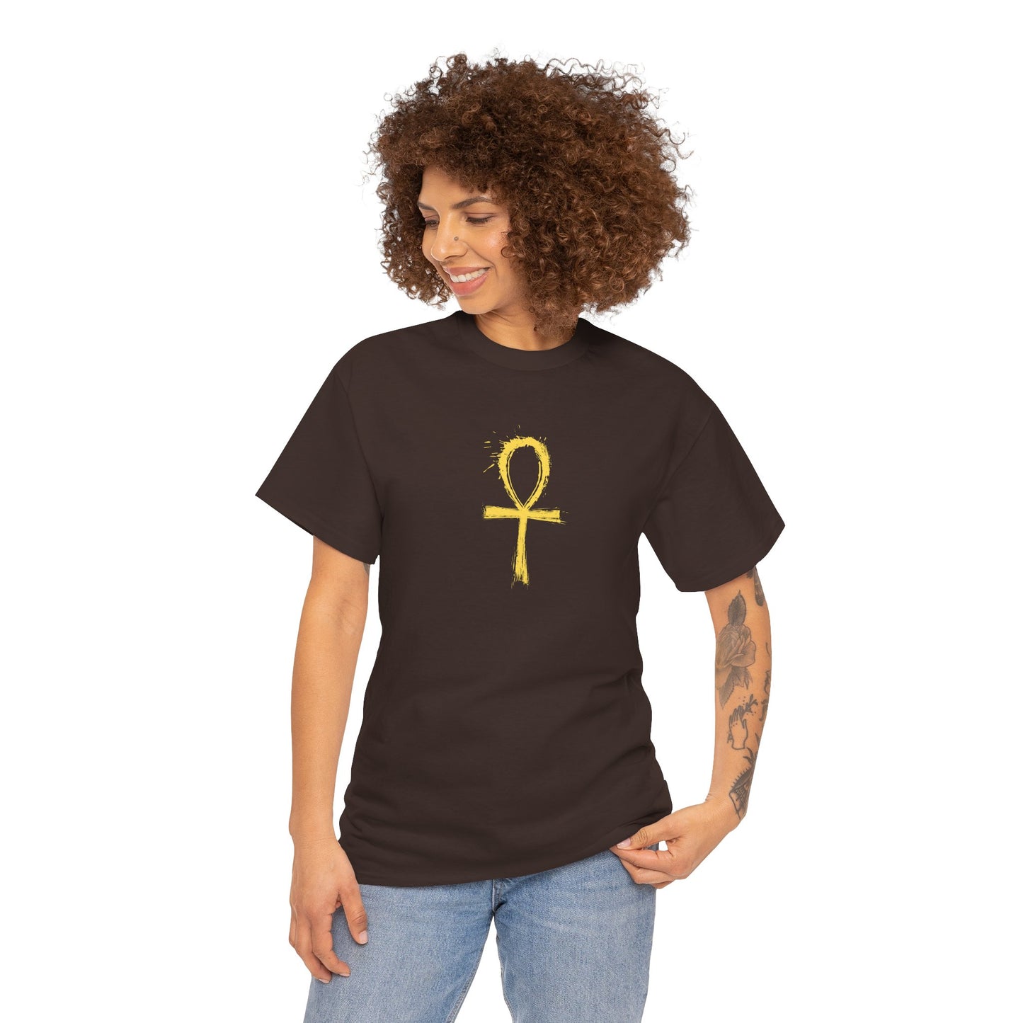Unisex Heavy Cotton Tee-Golden Ankh