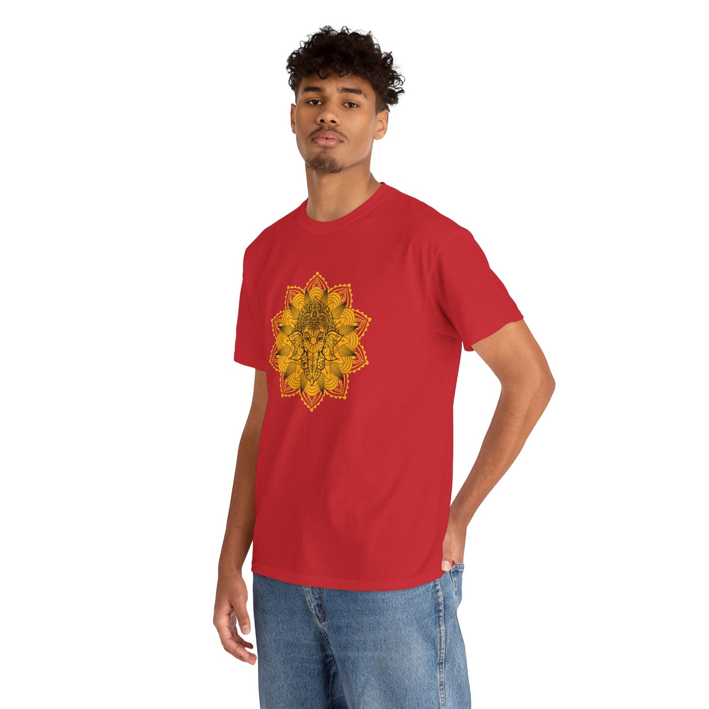 Unisex Heavy Cotton Tee-Ganesha Mandala