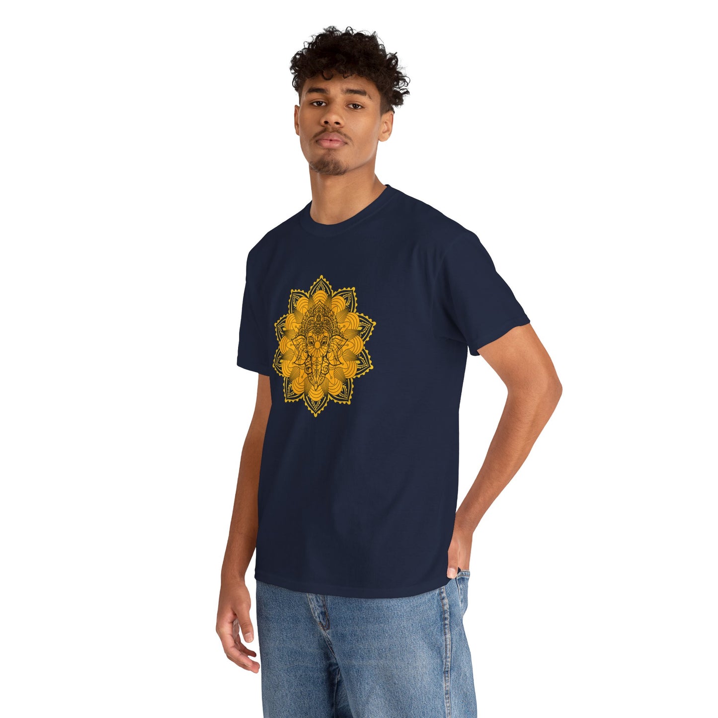 Unisex Heavy Cotton Tee-Ganesha Mandala