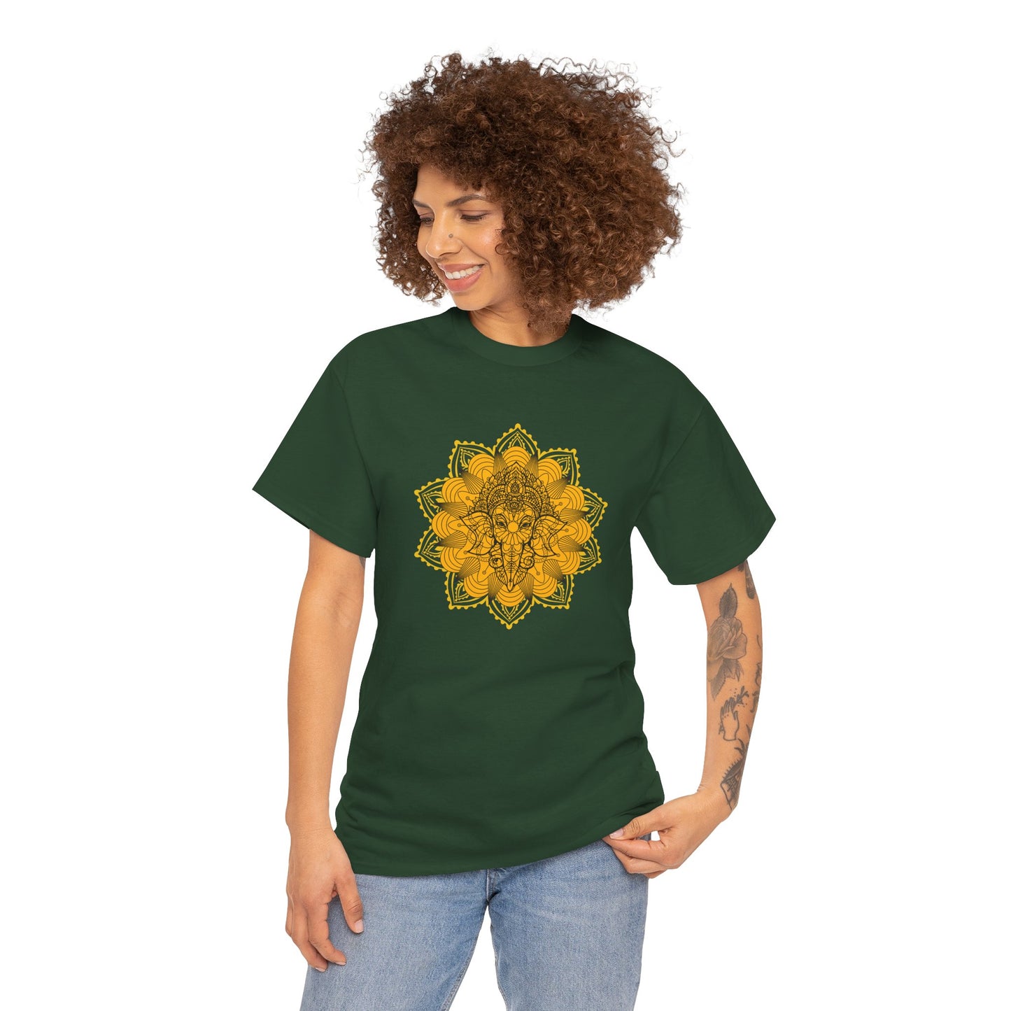 Unisex Heavy Cotton Tee-Ganesha Mandala
