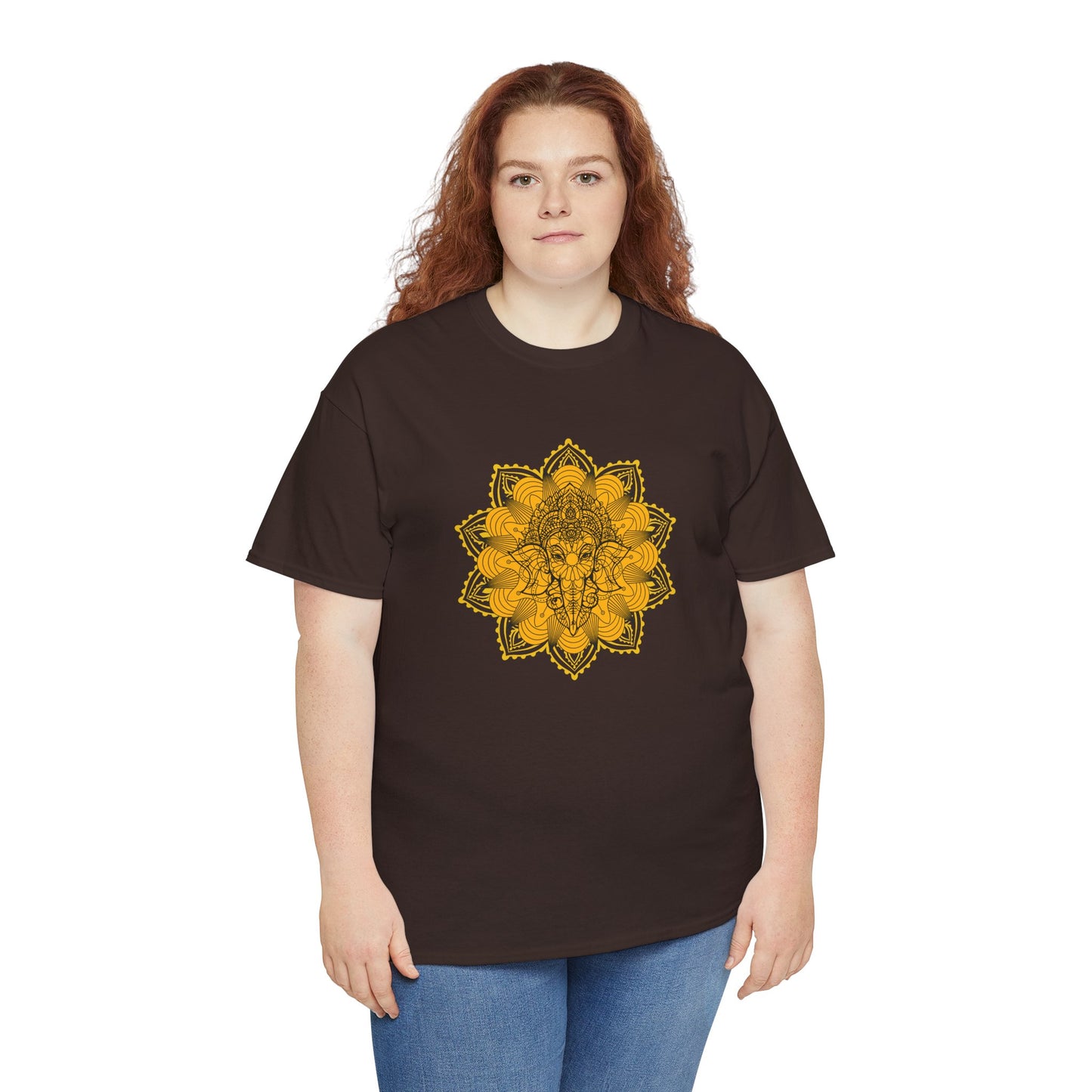 Unisex Heavy Cotton Tee-Ganesha Mandala