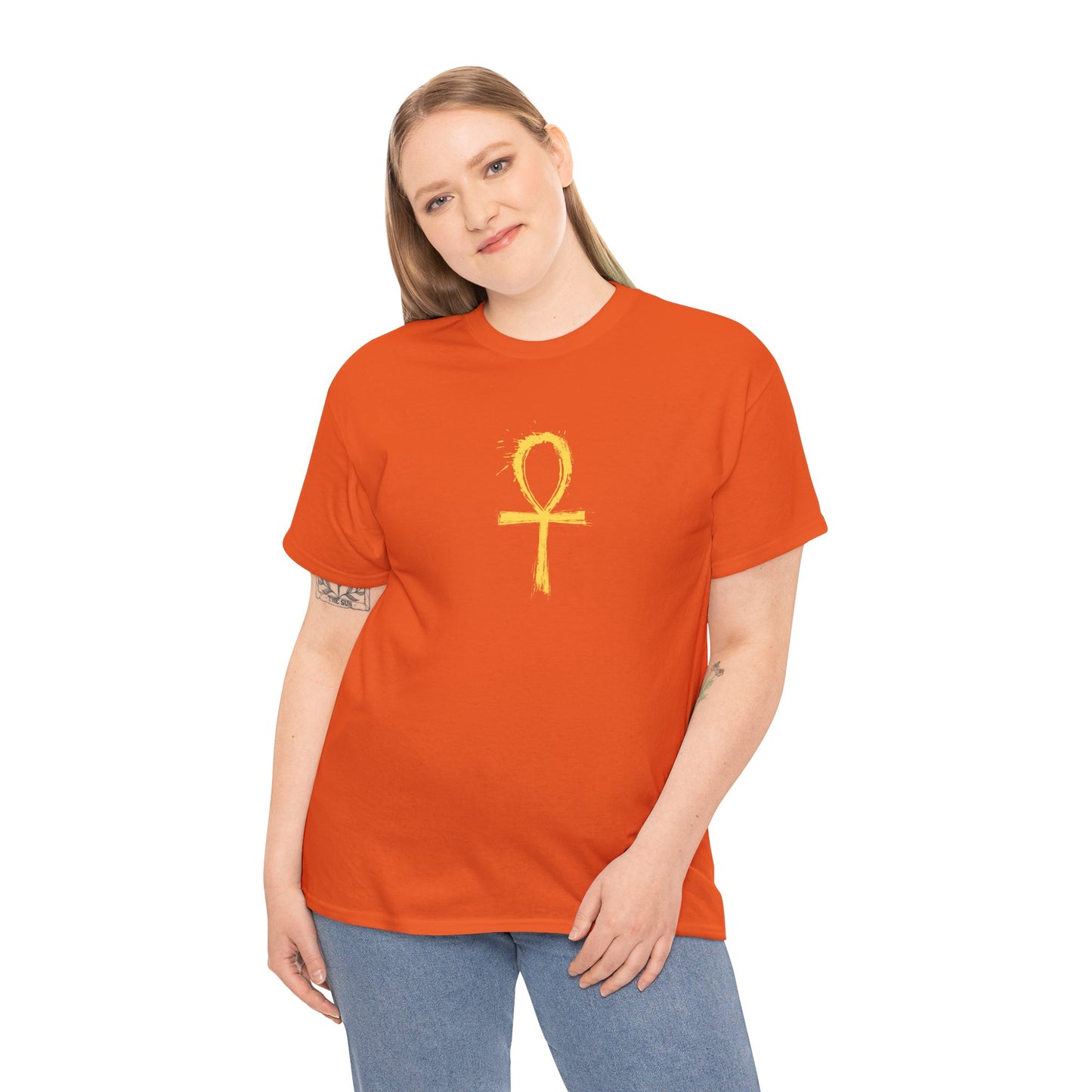 Unisex Heavy Cotton Tee-Golden Ankh