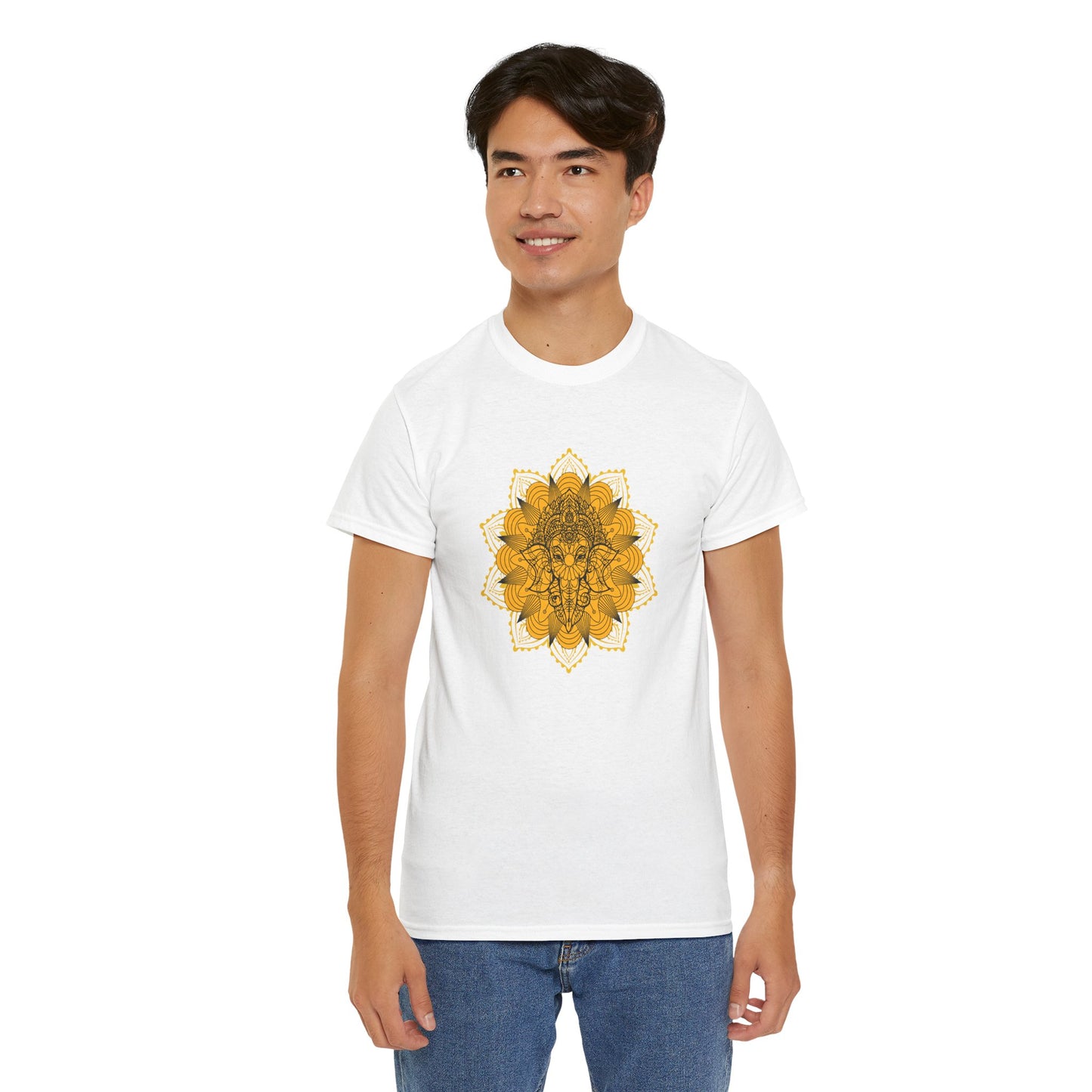 Unisex Heavy Cotton Tee-Ganesha Mandala
