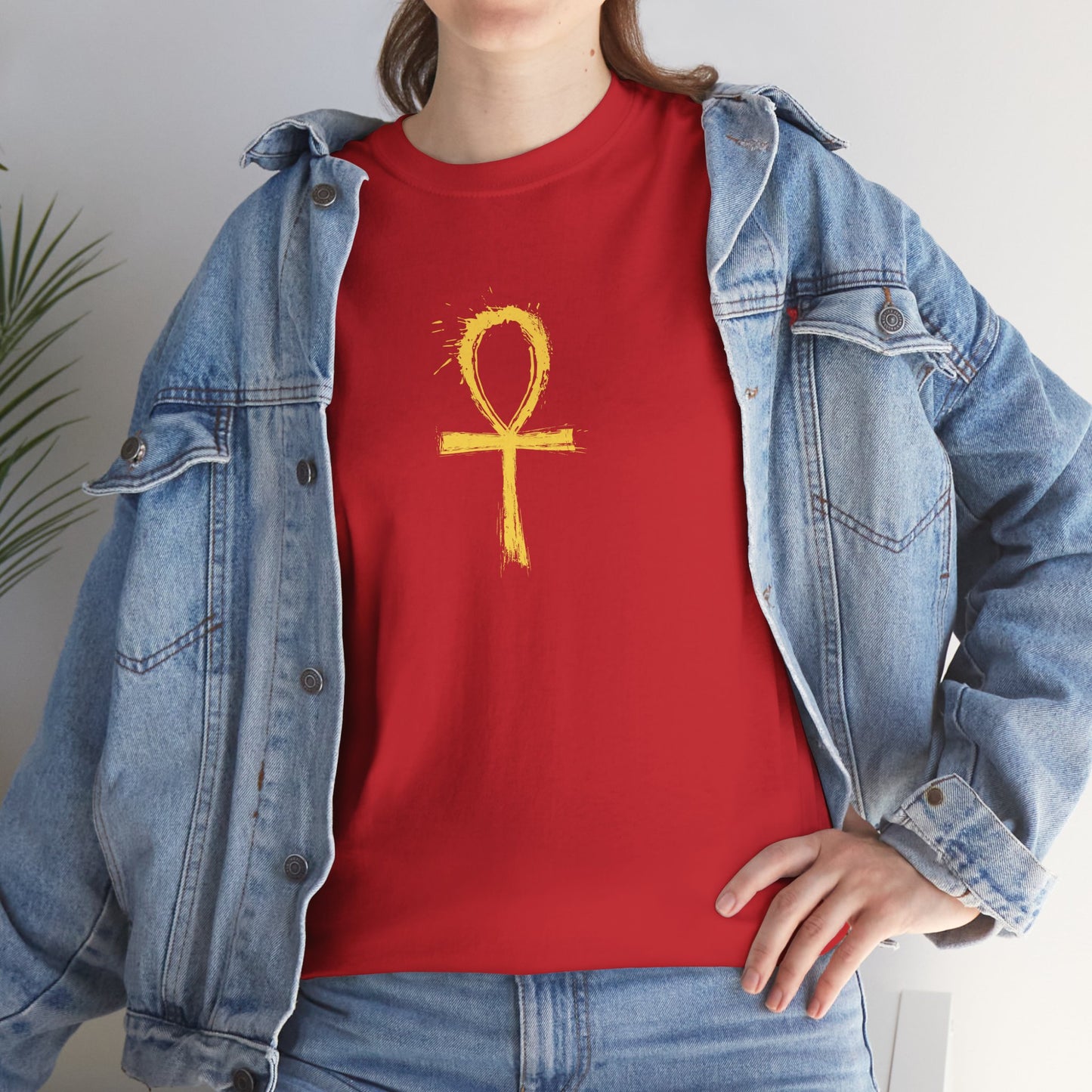 Unisex Heavy Cotton Tee-Golden Ankh