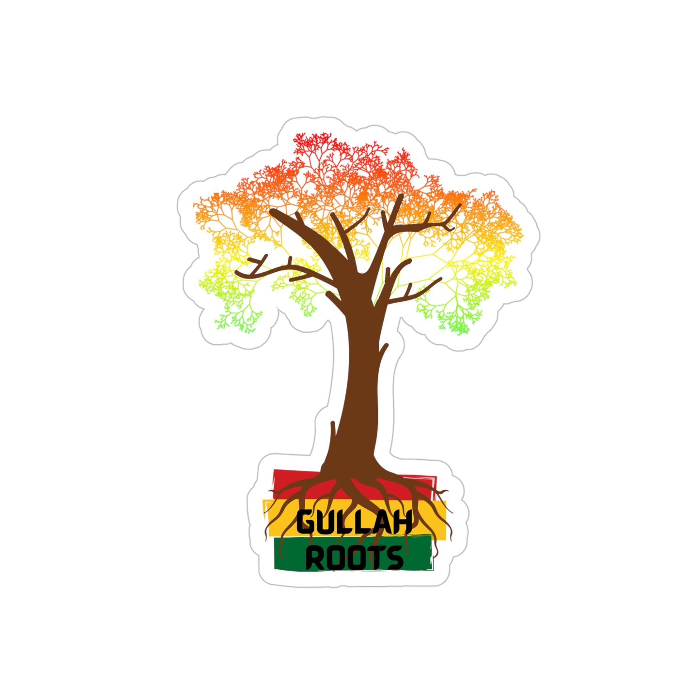 Colorful Gullah Roots Transparent Outdoor Stickers, Vibrant Tree Design for Car, Laptop, Water Bottle, Gift for Nature Lovers