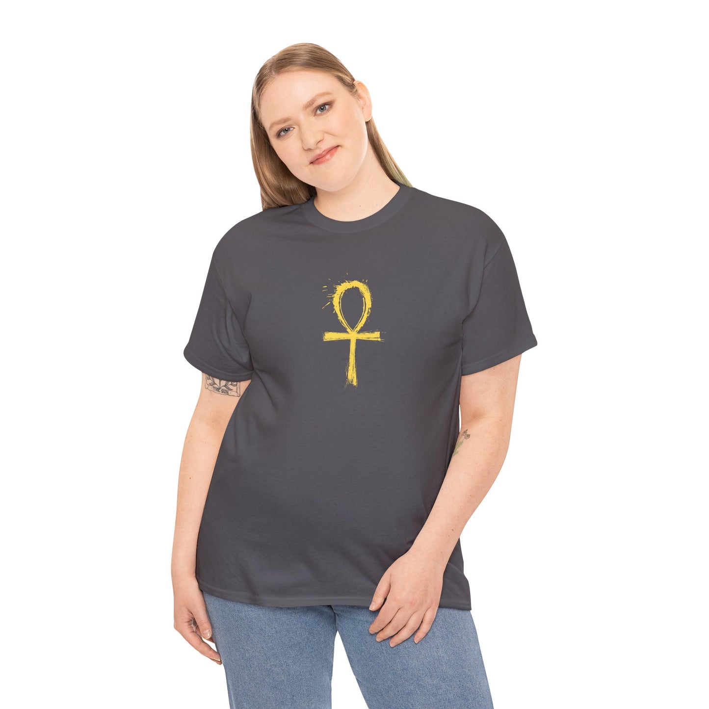 Unisex Heavy Cotton Tee-Golden Ankh