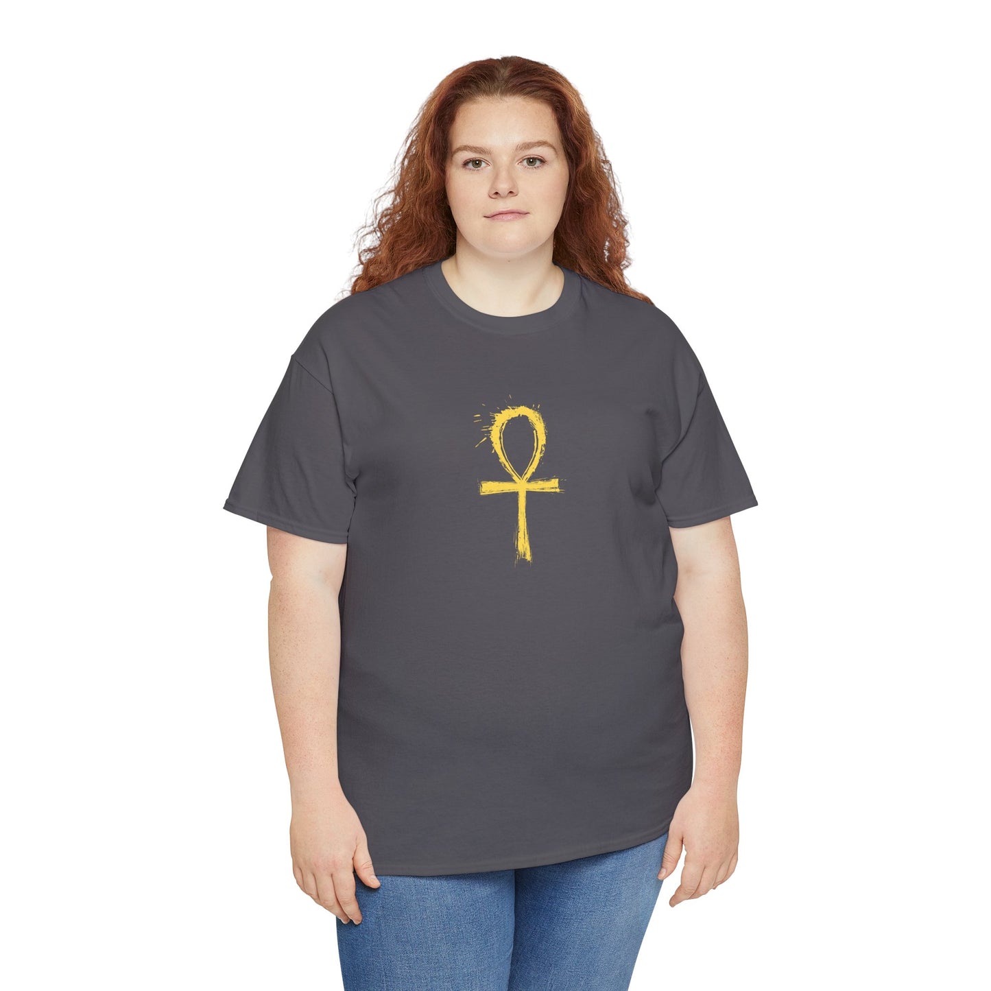 Unisex Heavy Cotton Tee-Golden Ankh
