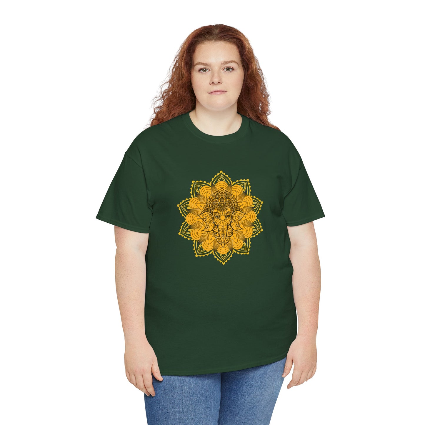 Unisex Heavy Cotton Tee-Ganesha Mandala