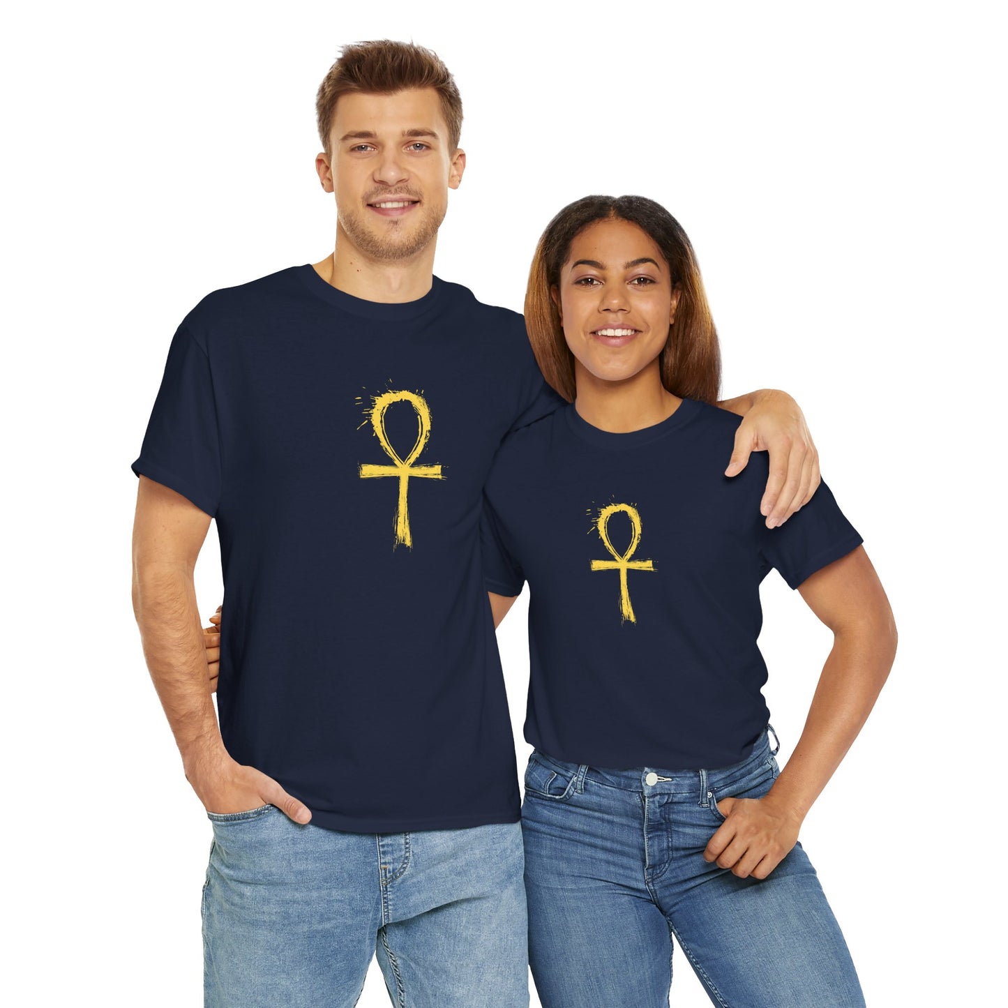 Unisex Heavy Cotton Tee-Golden Ankh