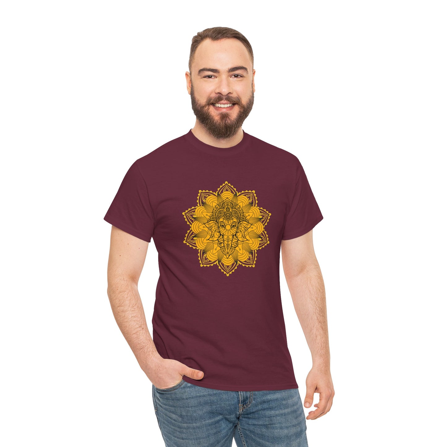 Unisex Heavy Cotton Tee-Ganesha Mandala