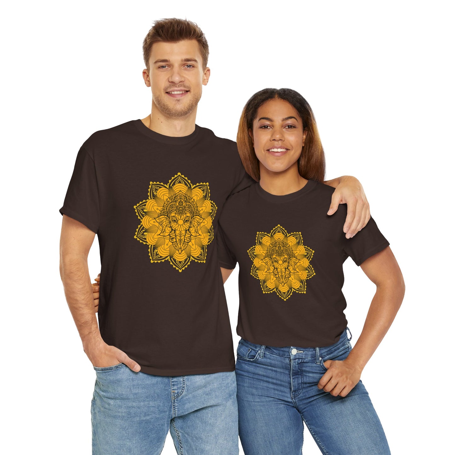 Unisex Heavy Cotton Tee-Ganesha Mandala