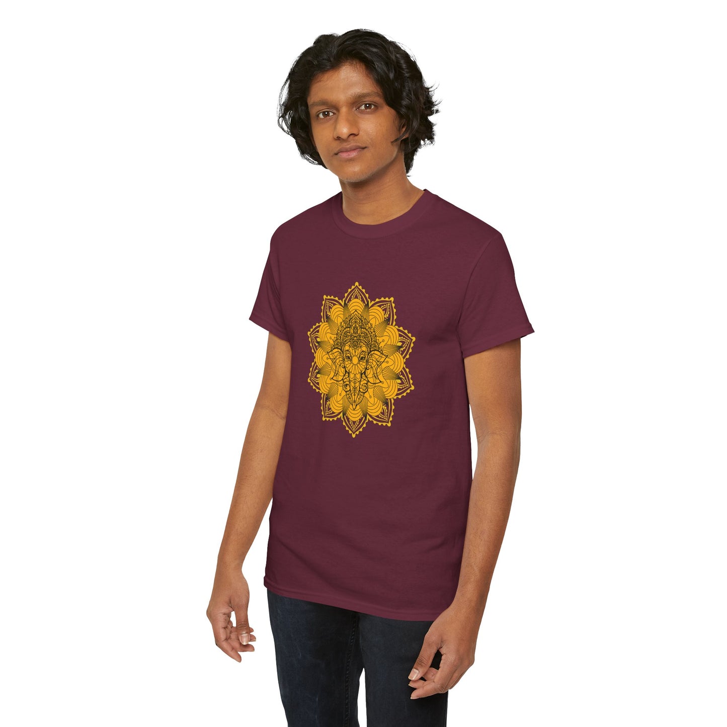Unisex Heavy Cotton Tee-Ganesha Mandala