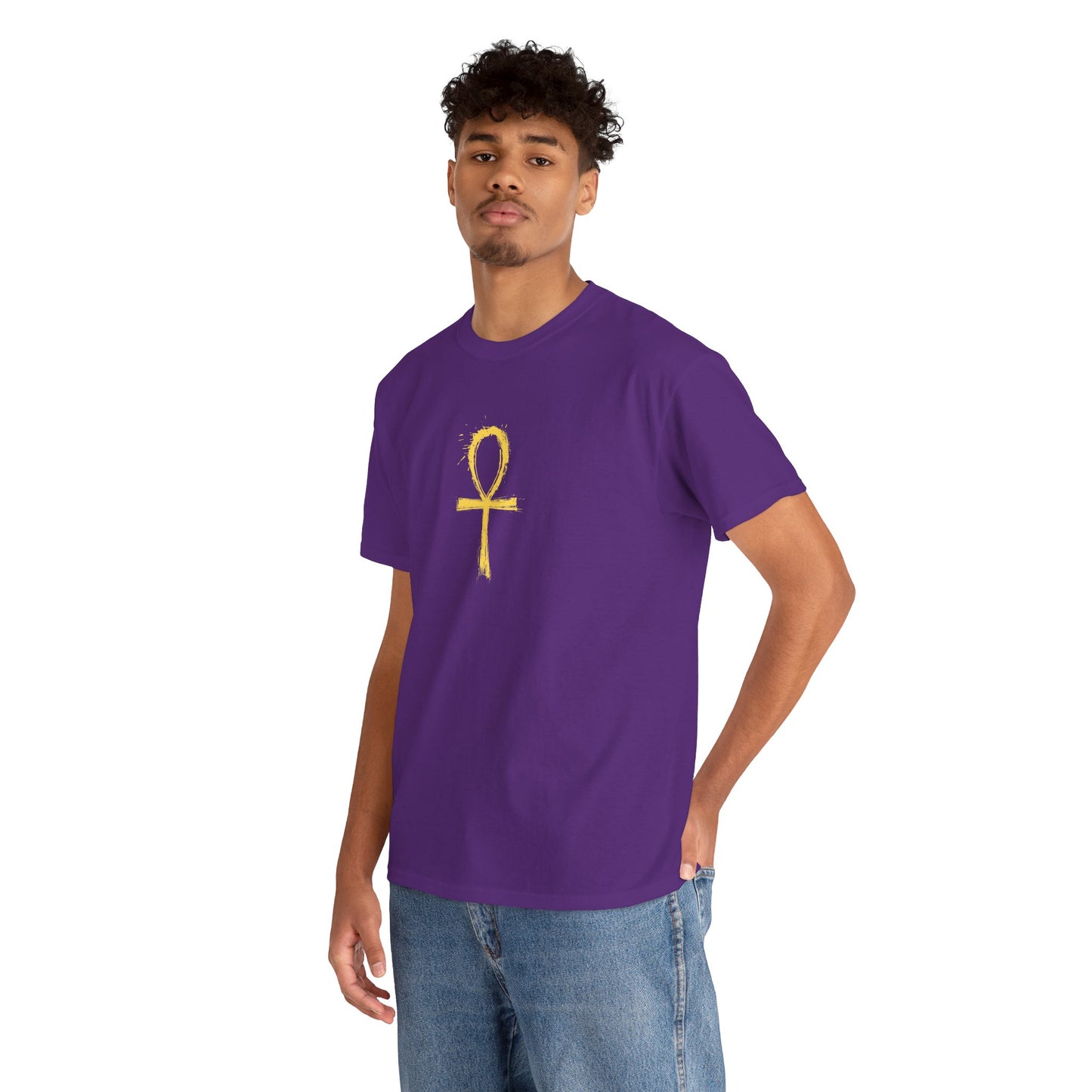 Unisex Heavy Cotton Tee-Golden Ankh
