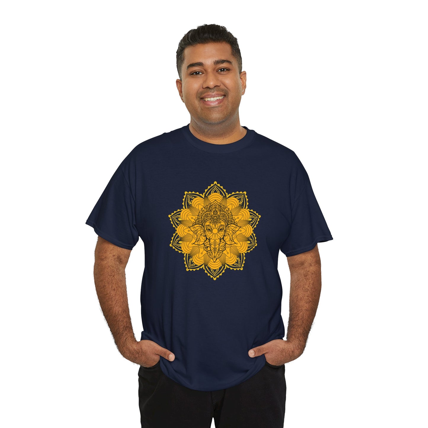 Unisex Heavy Cotton Tee-Ganesha Mandala