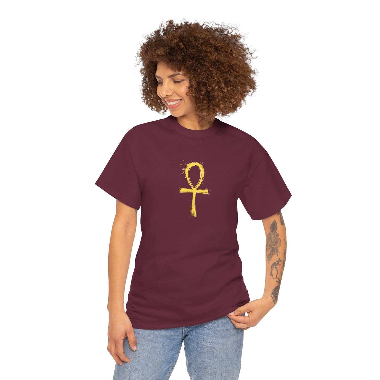 Unisex Heavy Cotton Tee-Golden Ankh