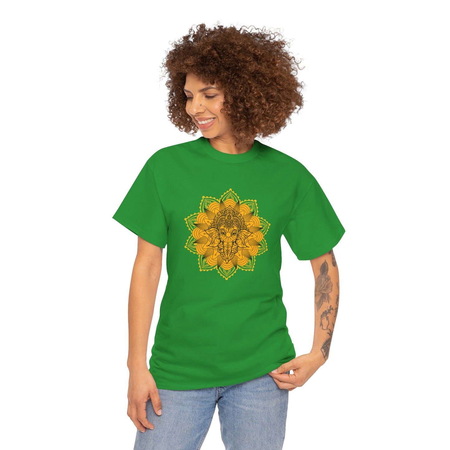 Unisex Heavy Cotton Tee-Ganesha Mandala