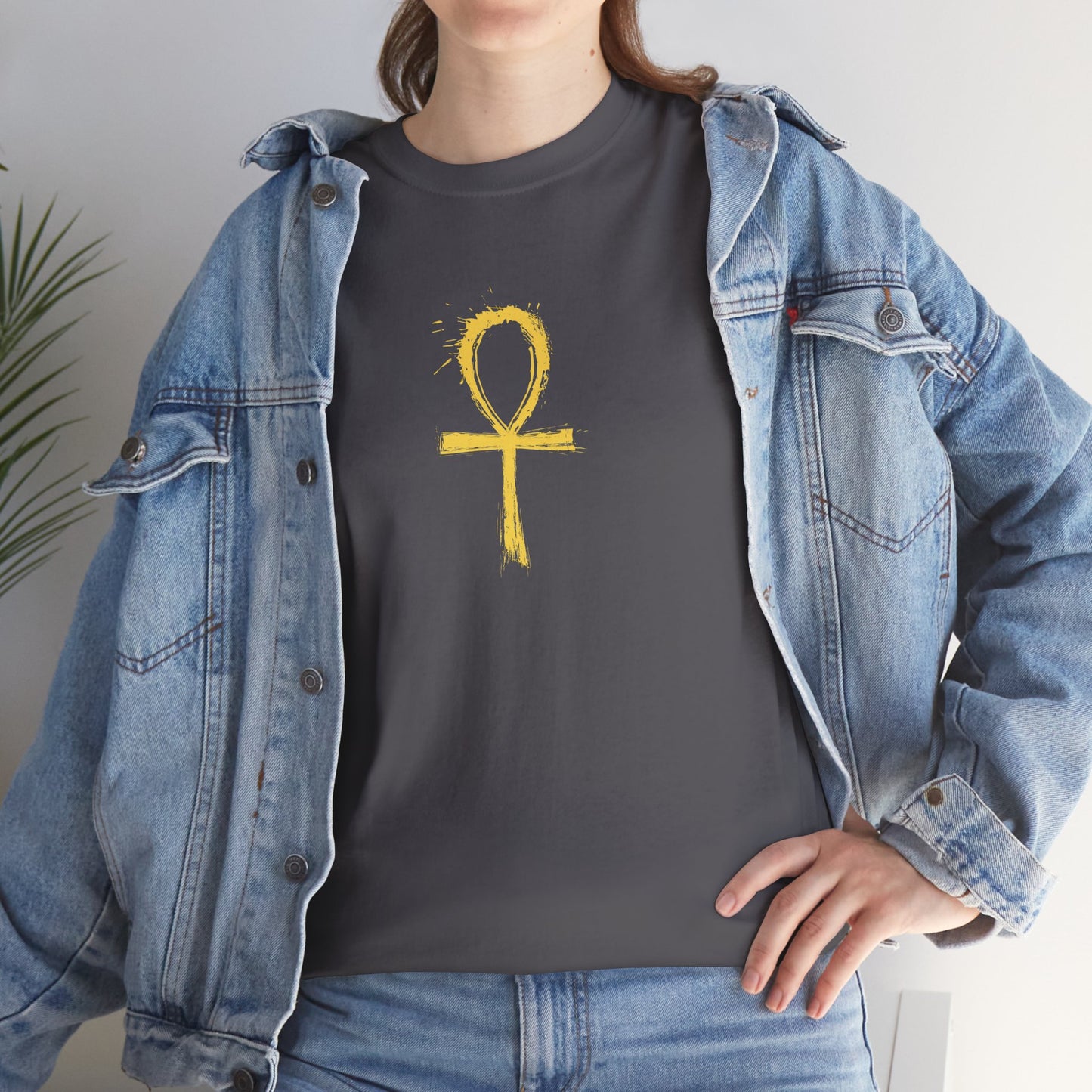 Unisex Heavy Cotton Tee-Golden Ankh