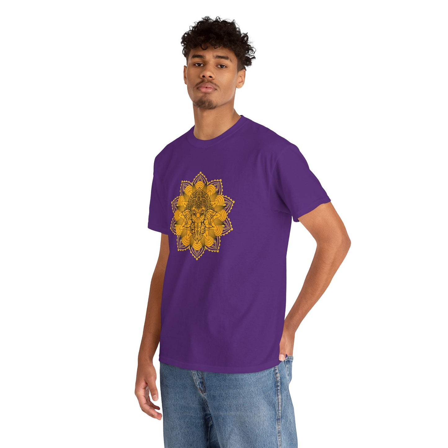 Unisex Heavy Cotton Tee-Ganesha Mandala
