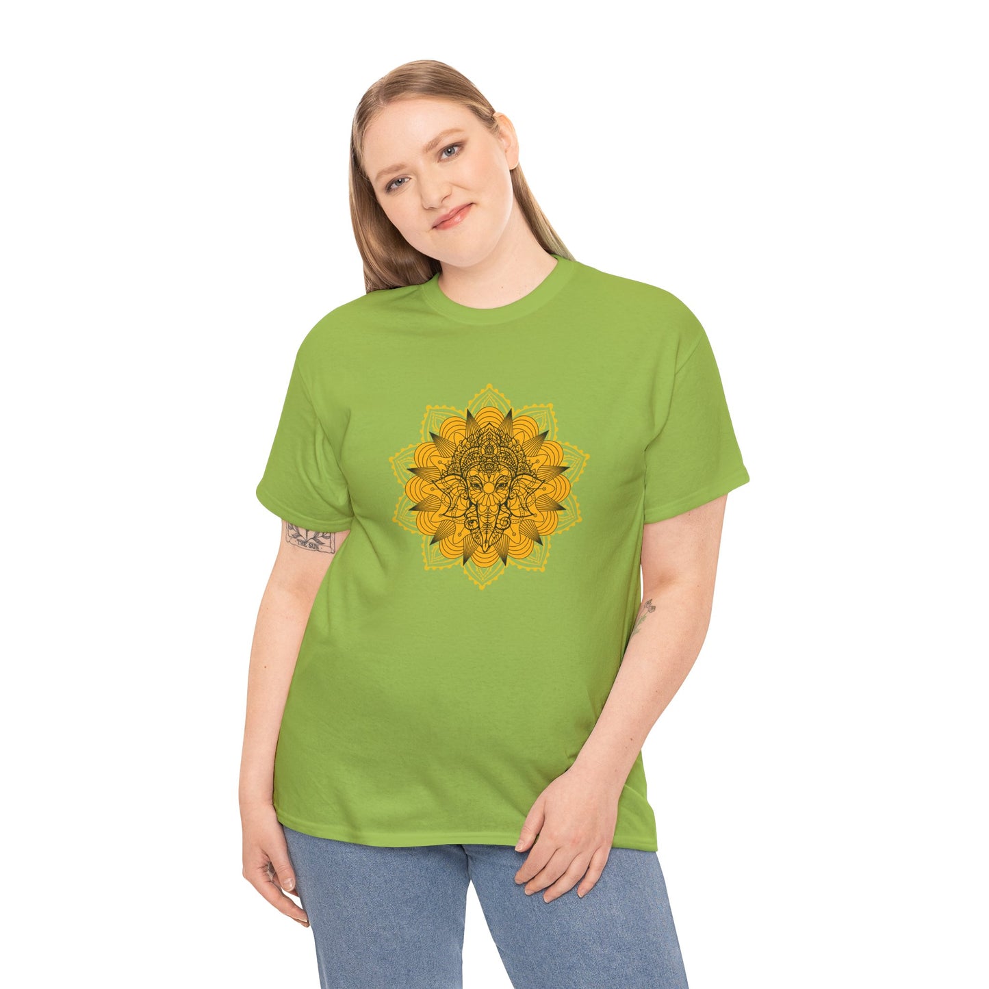 Unisex Heavy Cotton Tee-Ganesha Mandala